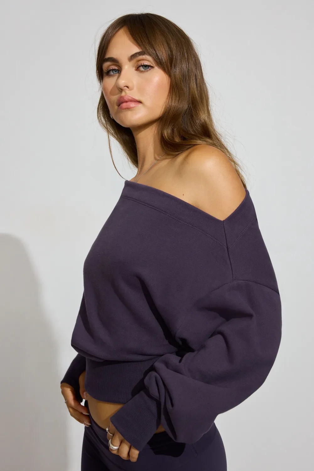SoftTerry Rib Off Shoulder Sweater
