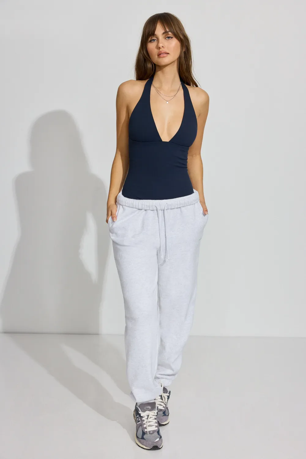 Sleek Plunge Halter Bodysuit