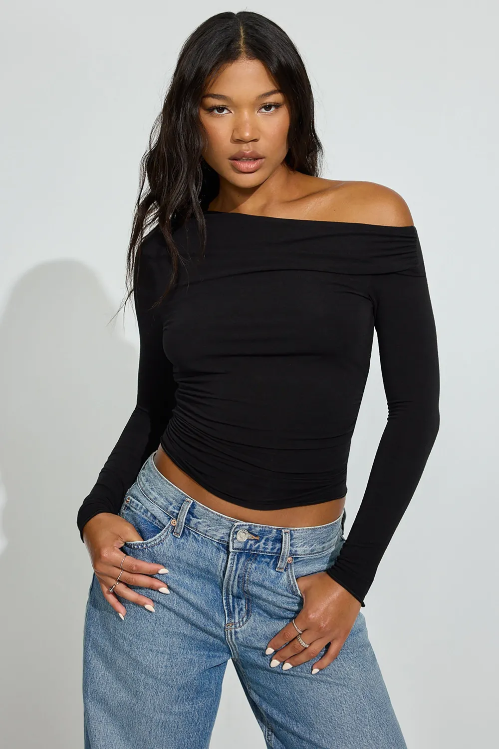 SexyCozy Asymmetric Long Sleeve Top