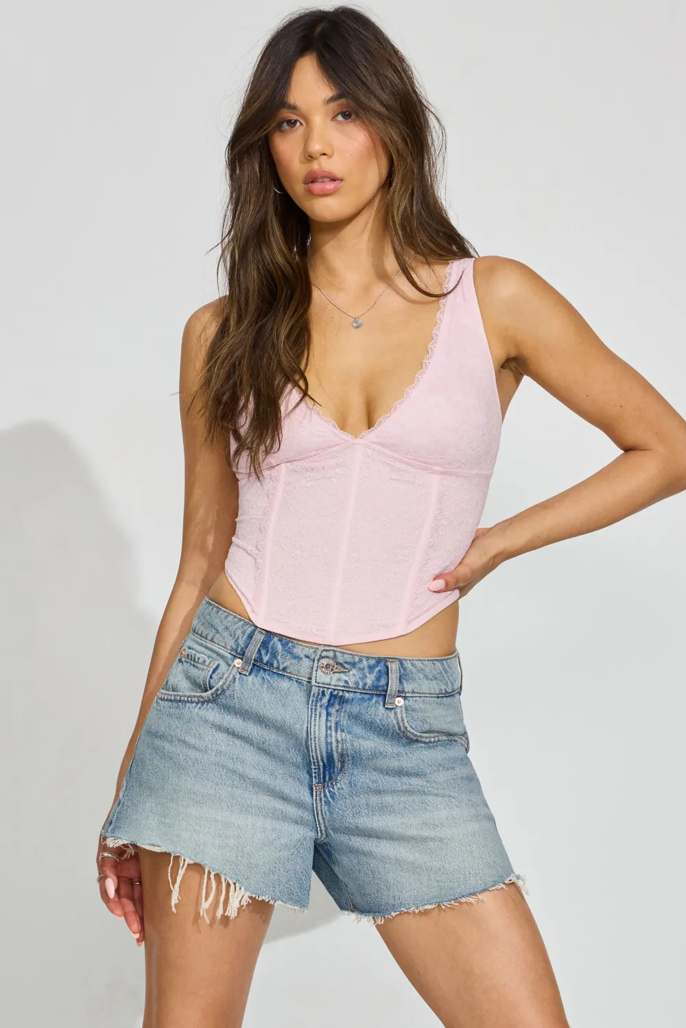 Lace Plunge Bustier Top