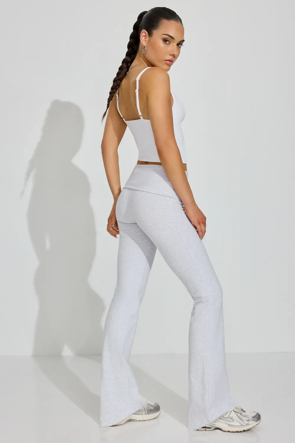 Soft Cotton Fold Over Flare Pants