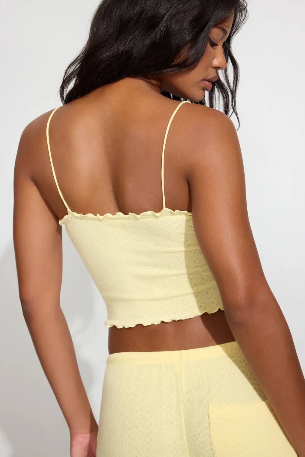 Pointelle Lettuce Edge Cami Top