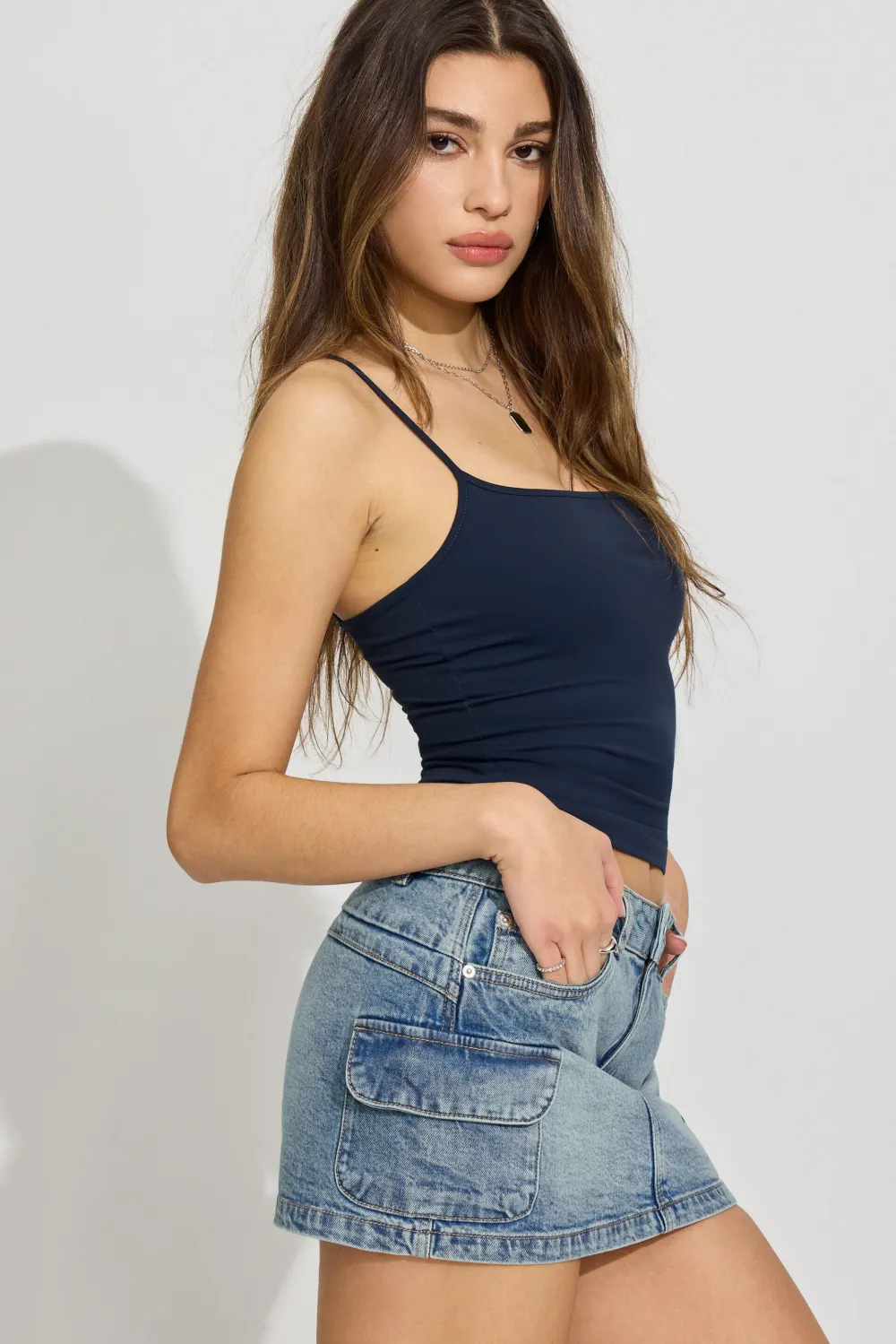 Denim Cargo Skort