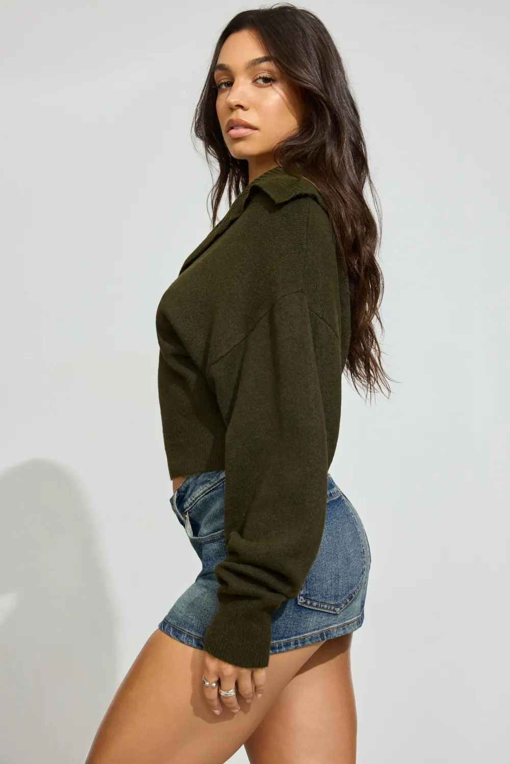 Long Sleeve Spongy Henley Sweater