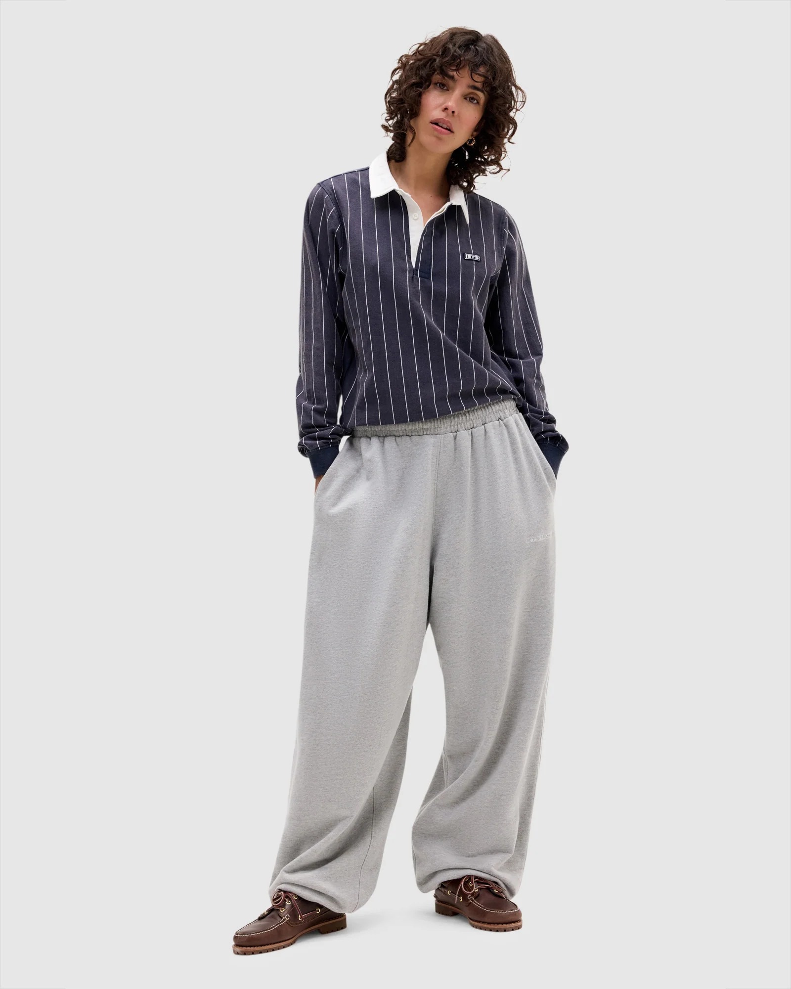 IETS FRANS Pinstripe Boxy Rugby Long Sleeve Rugby Shirt