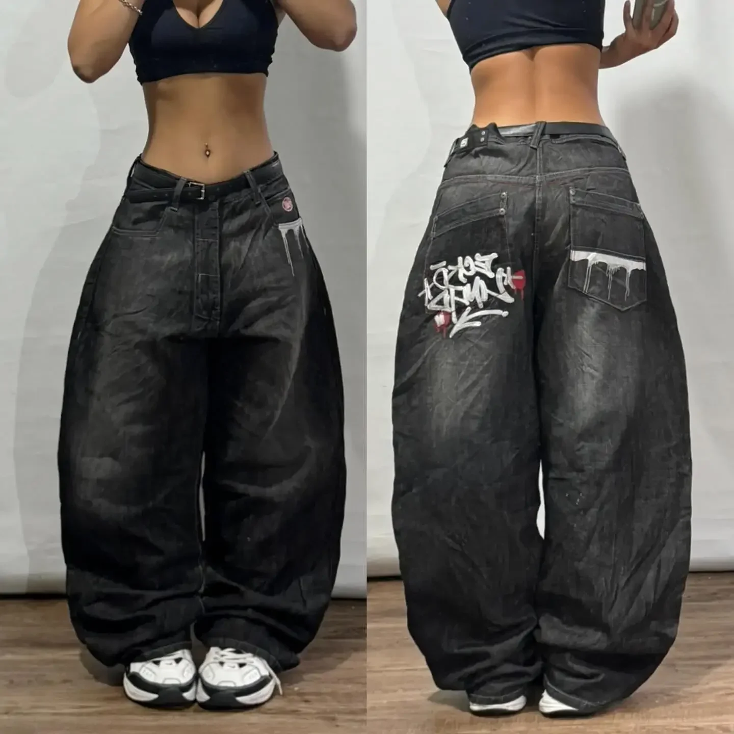 American Retro Cleanfit Fashion Print Baggy Jeans Women's Y2K Popular Casual Joker Gothic High Waist Wide-Leg pants Street Wear