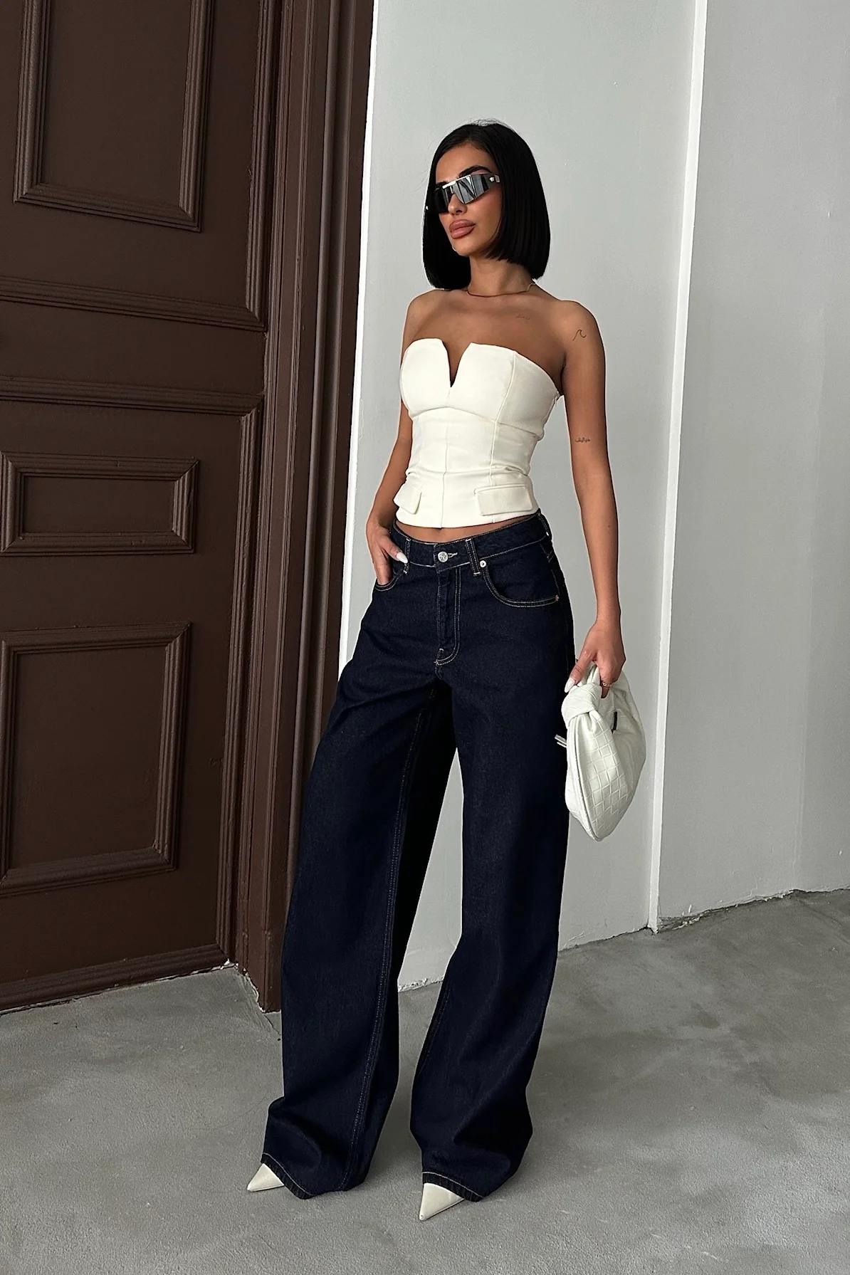 Light Wash Wide Leg Baggy Jeans