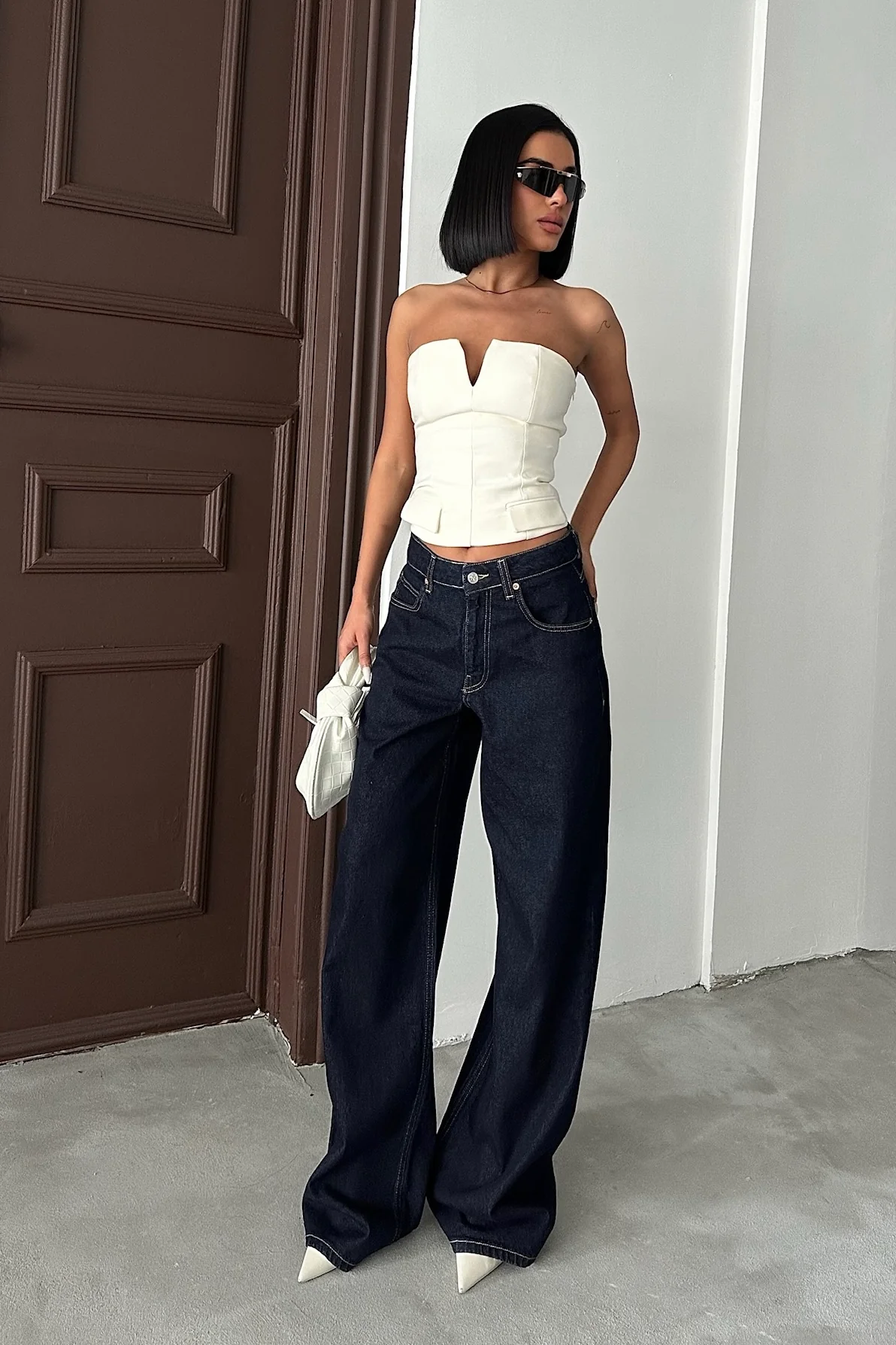 Light Wash Wide Leg Baggy Jeans