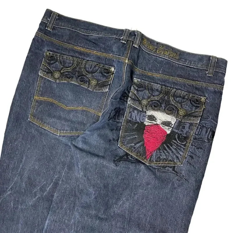 Y2K Fashion American Baggy Jeans Oversized Pattern Printed High Waist Wide-leg Pants Harajuku Women Casual Slacks Streetwear