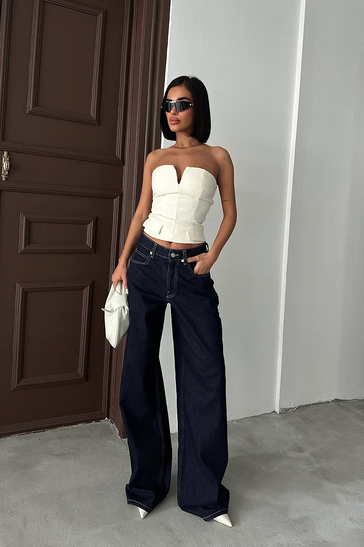 Light Wash Wide Leg Baggy Jeans