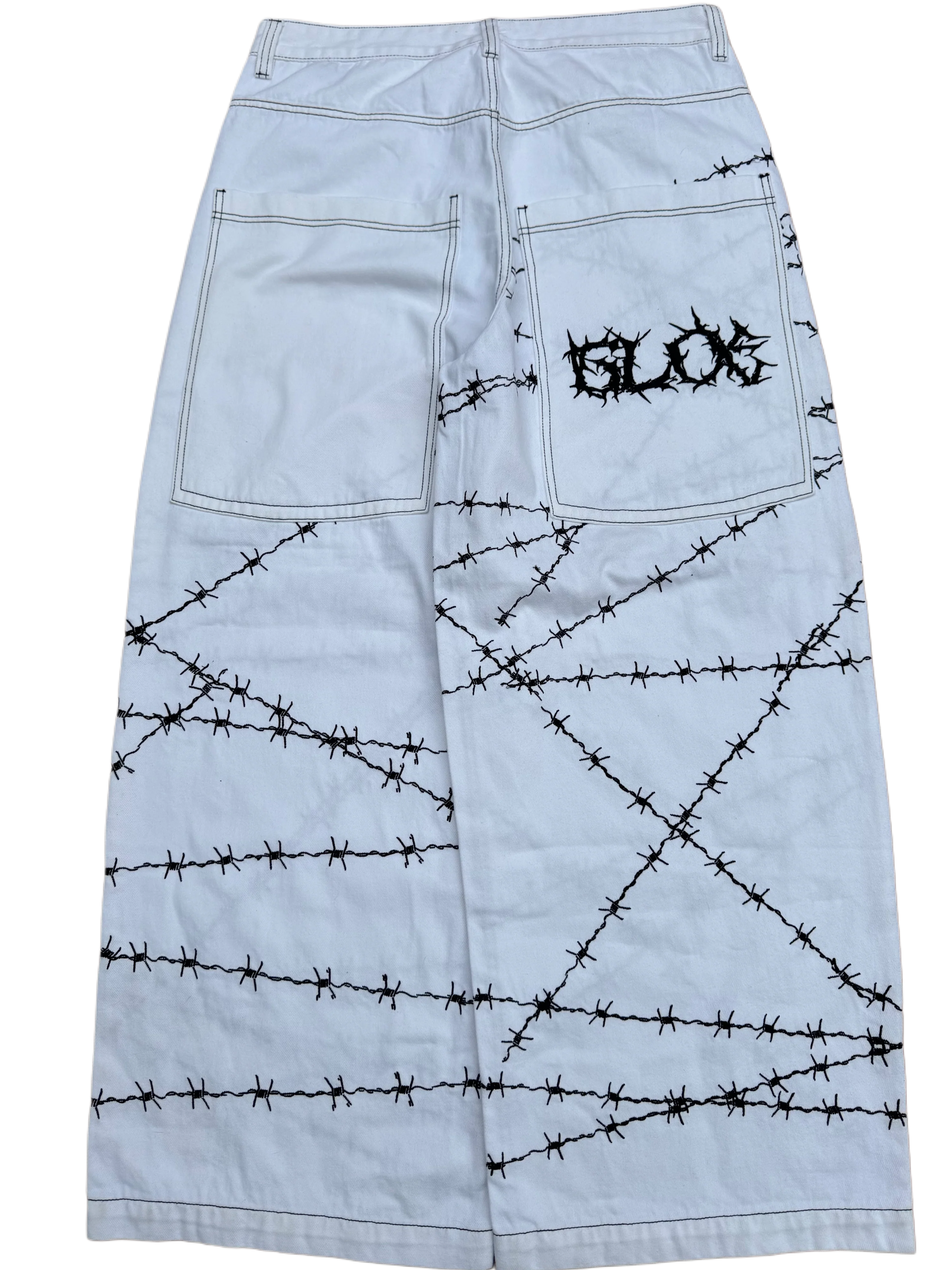 White Wide Leg GLOE Barbwire Jeans
