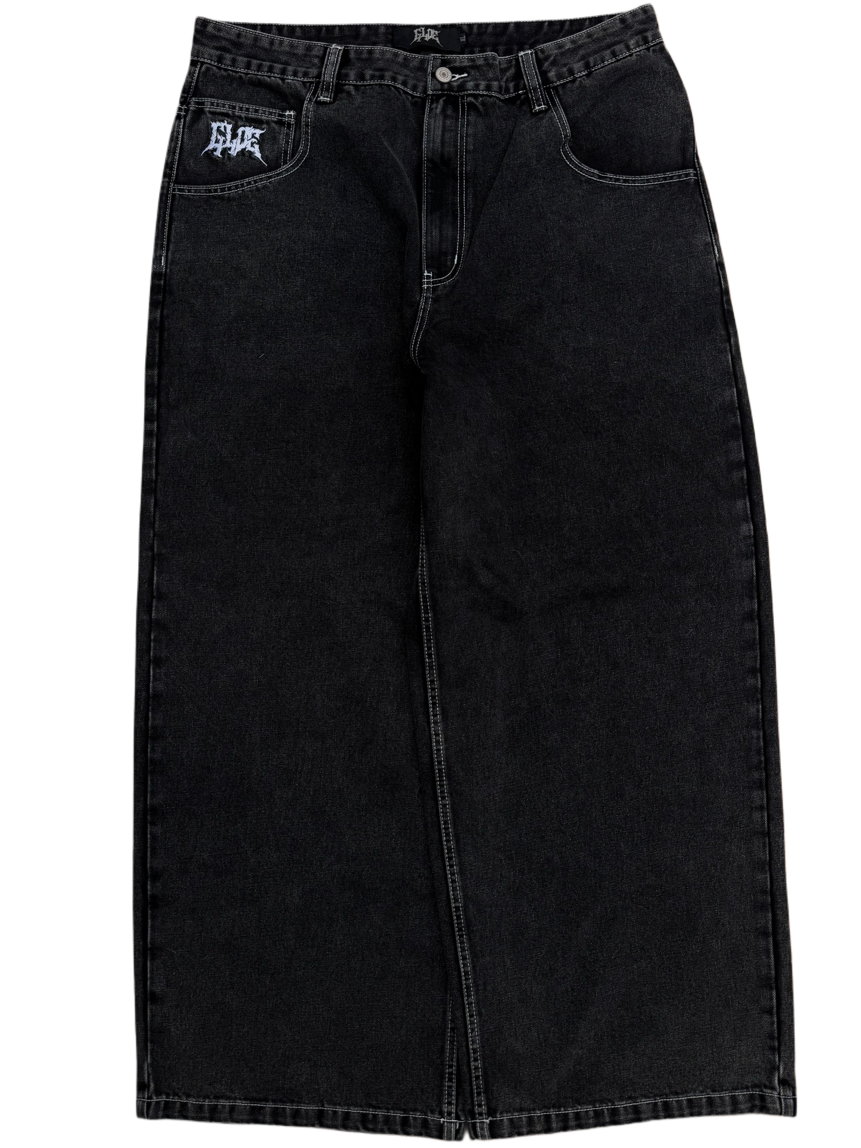 Black Wide Leg GLOE Spell Out Jeans