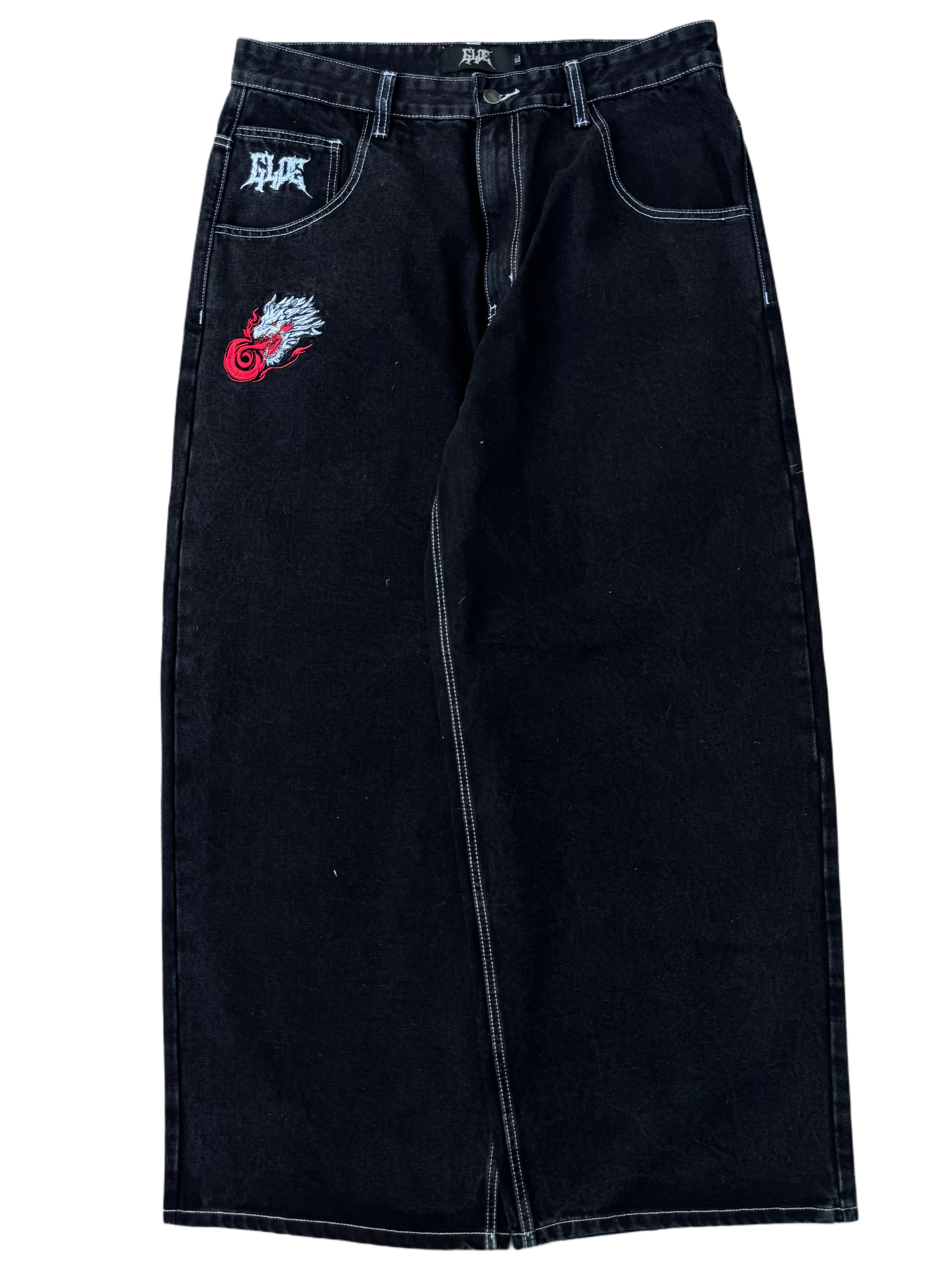 OG Black Wide Leg GLOE Dragon Jeans V1