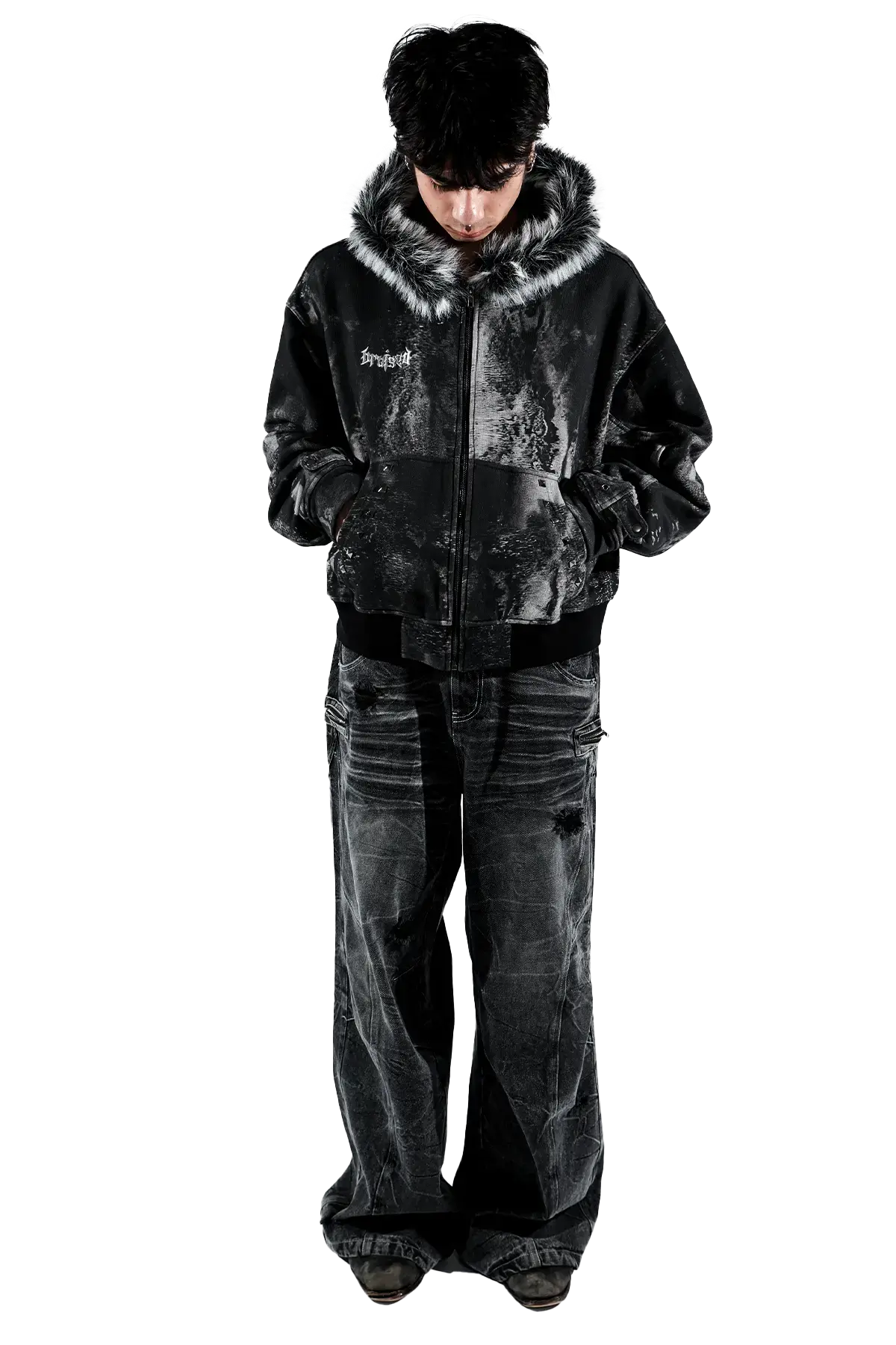 Noir Studded Zip Hoodie