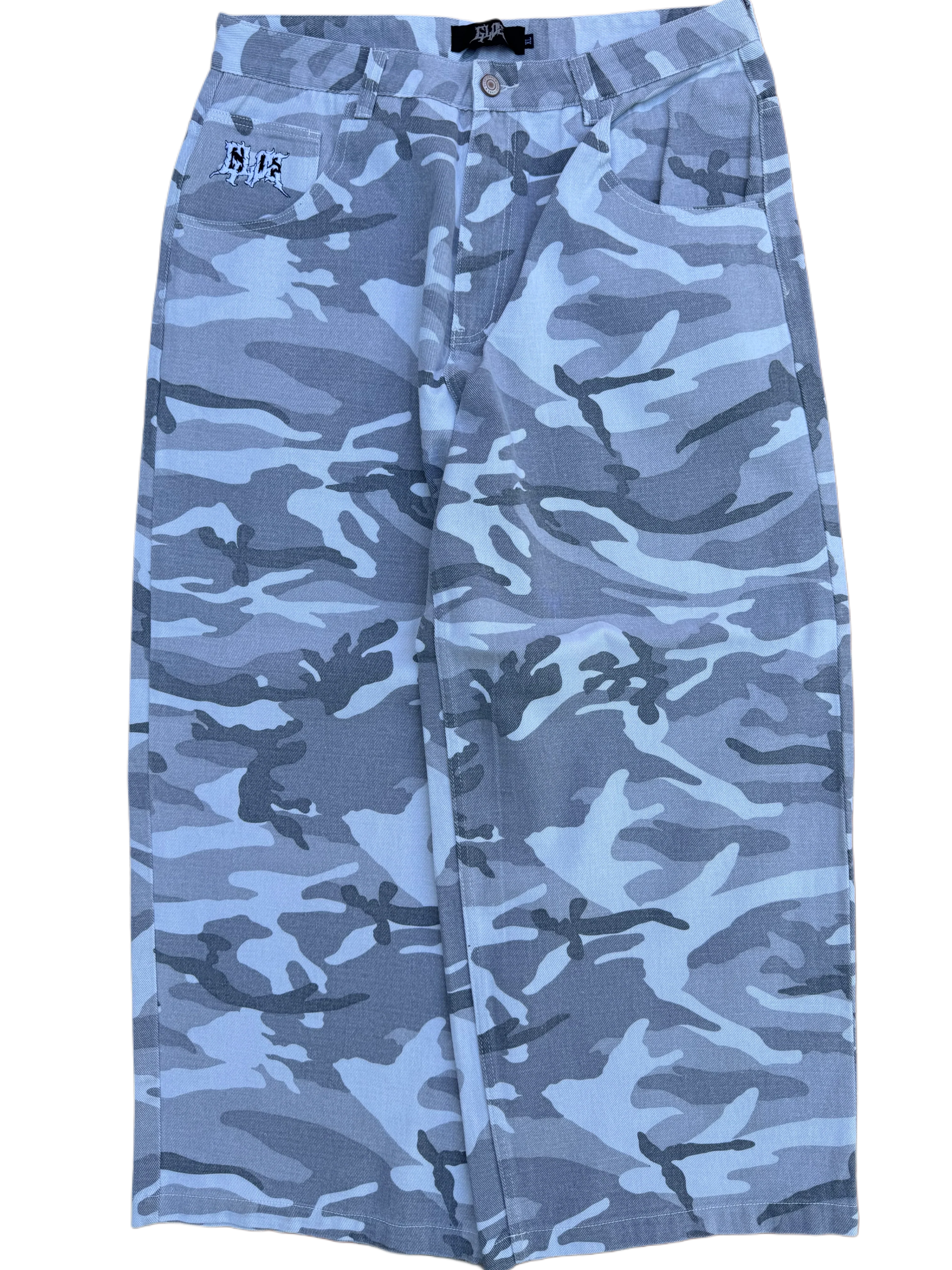 Light Camo Wide Leg GLOE Skull Flag Jeans