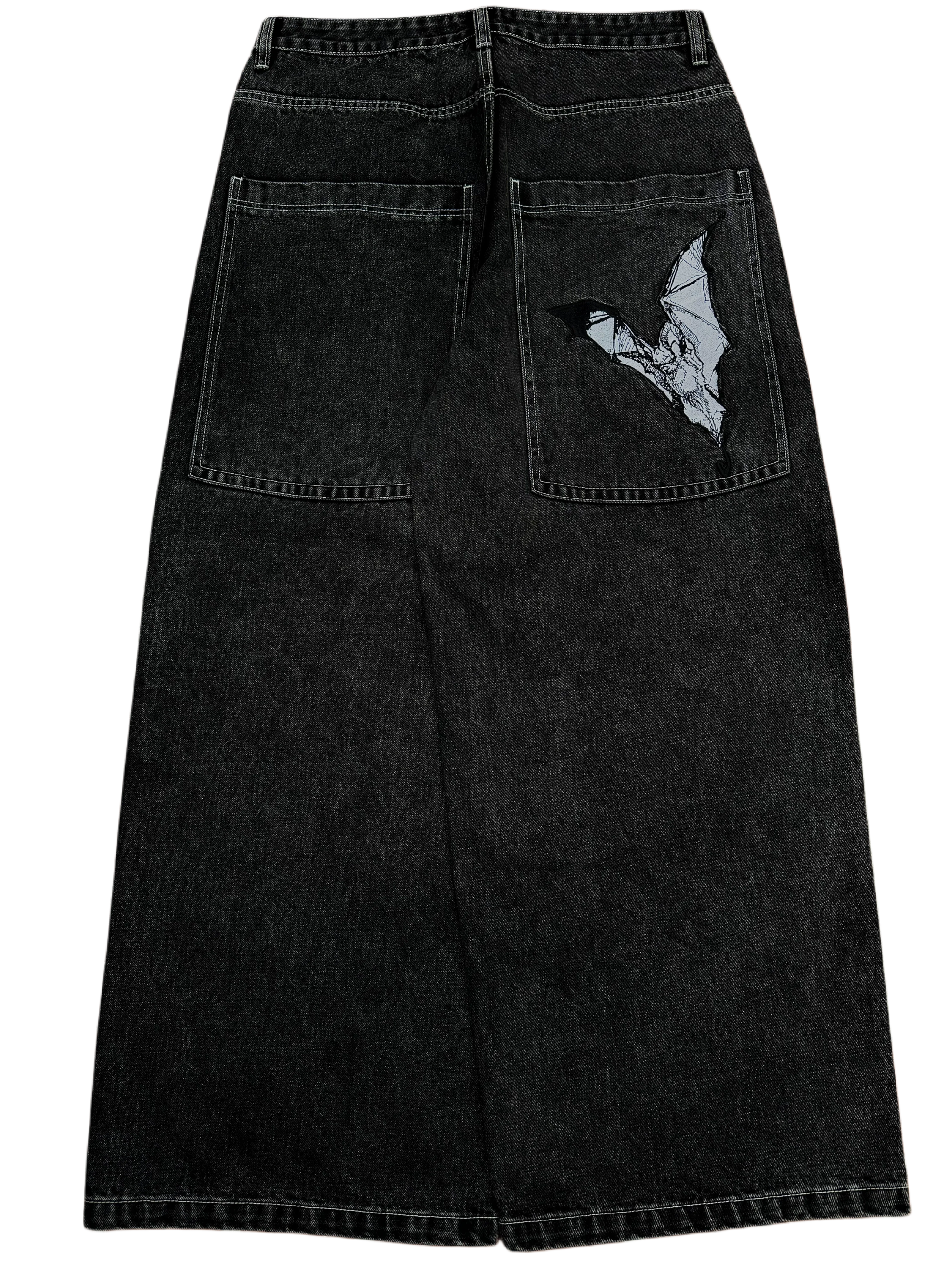 Black Wide Leg GLOE Bat Jeans
