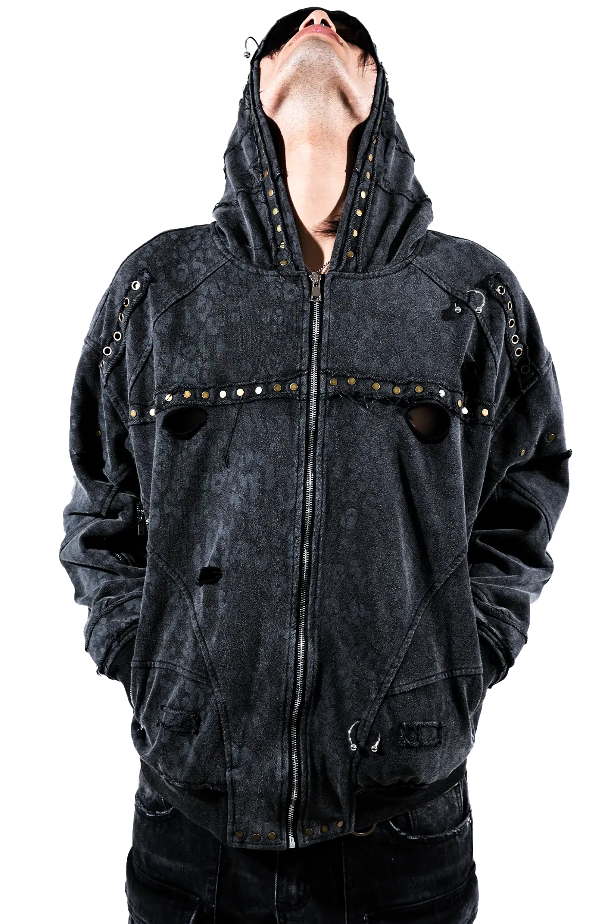 Noir Leopard Zip Hoodie