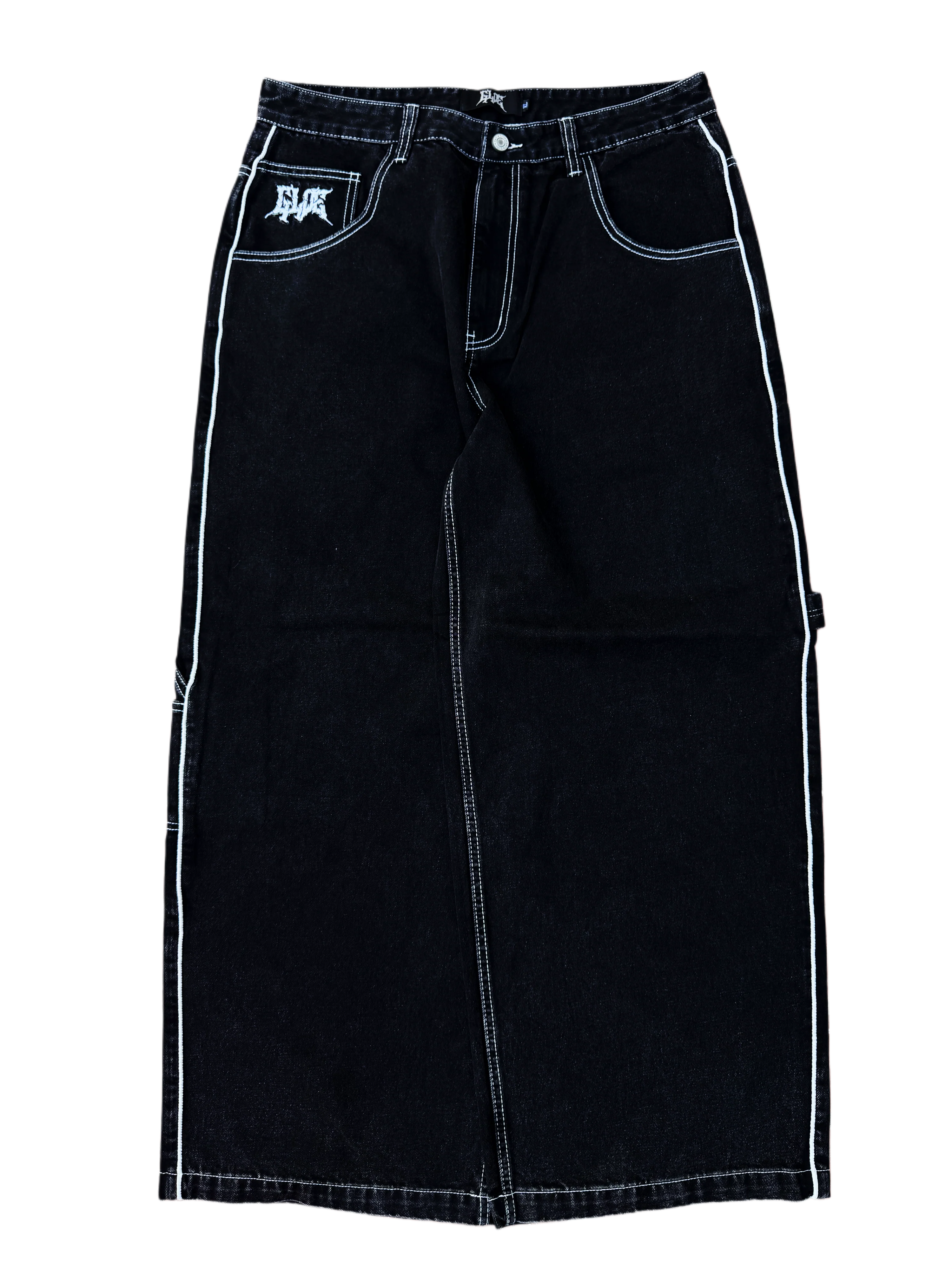 Black Wide Leg GLOE Spray Can Carpenter Jeans V2