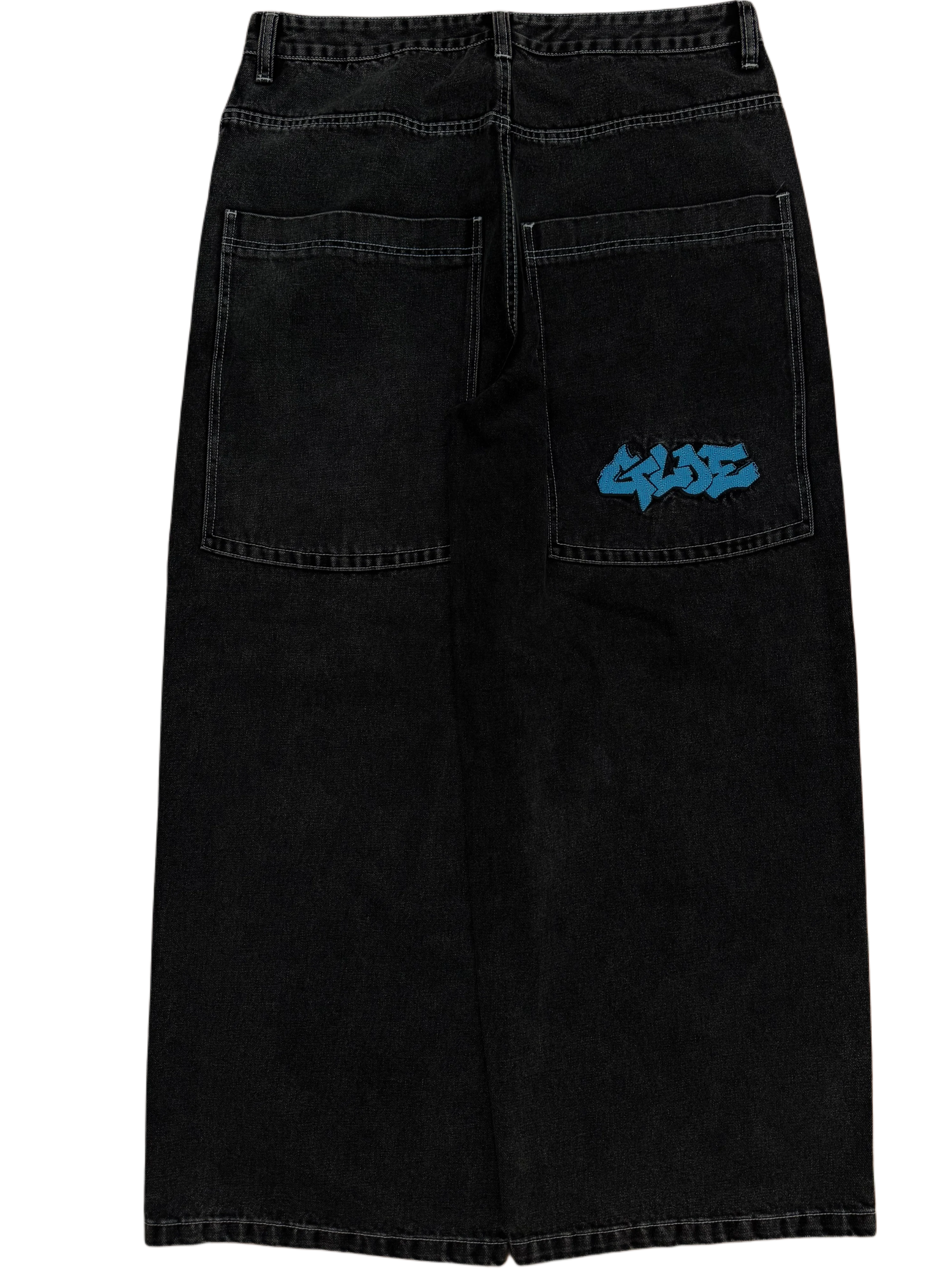 Black Wide Leg GLOE Spell Out Jeans