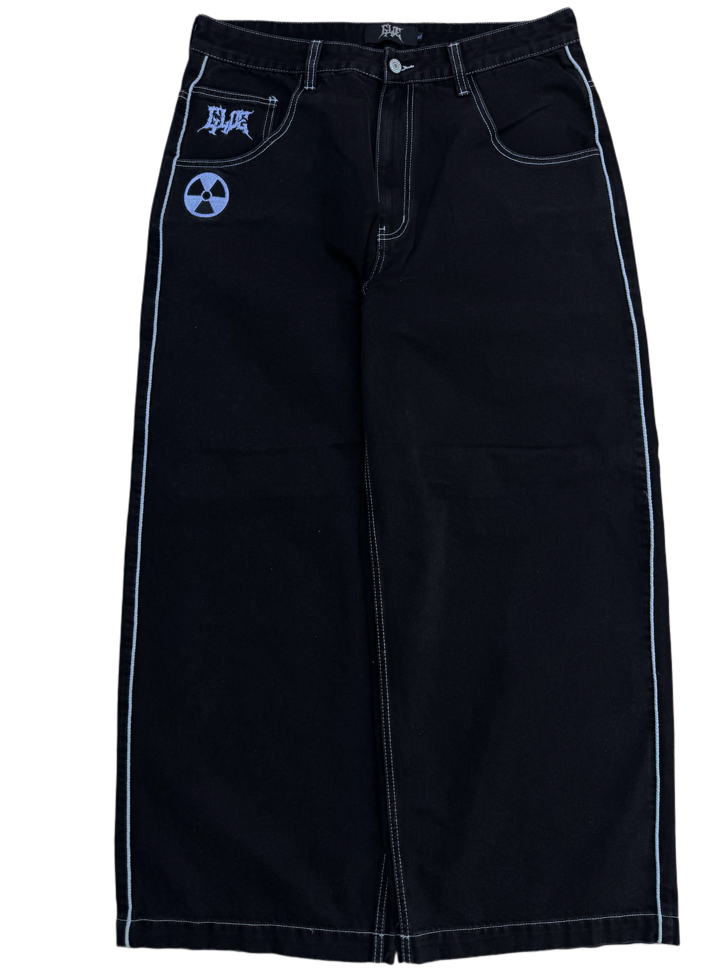 Black on White Wide Leg GLOE Nuke Jeans