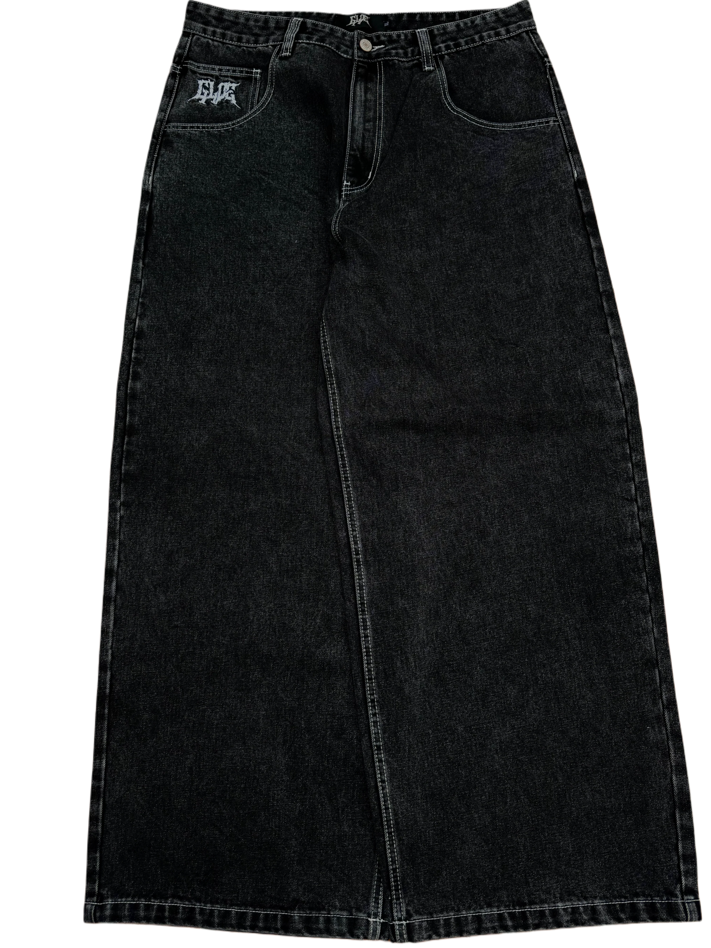 Black Wide Leg GLOE Bat Jeans