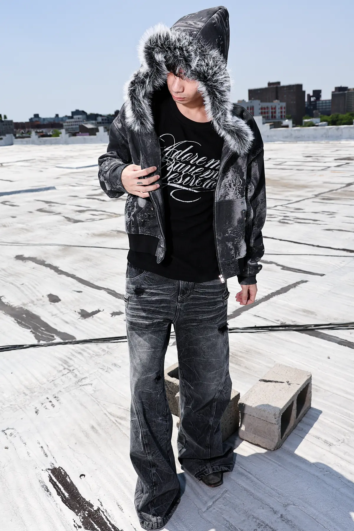 Noir Studded Zip Hoodie