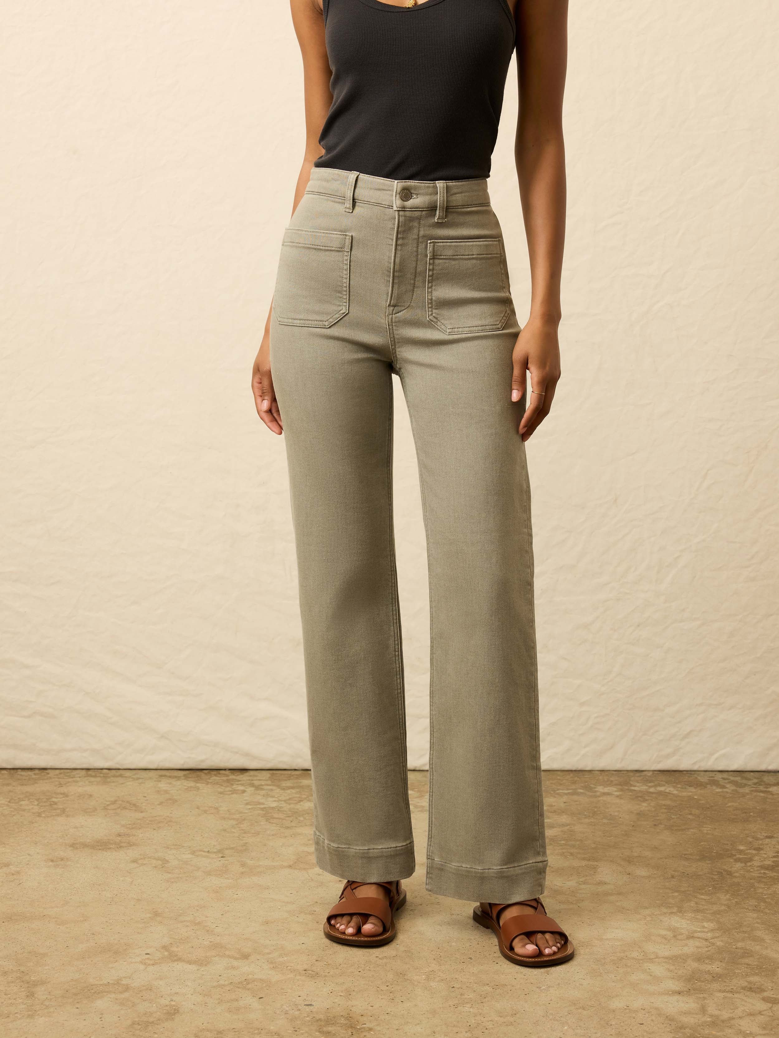 Stretch Terry Patch Pocket Pant - Coastal Sage