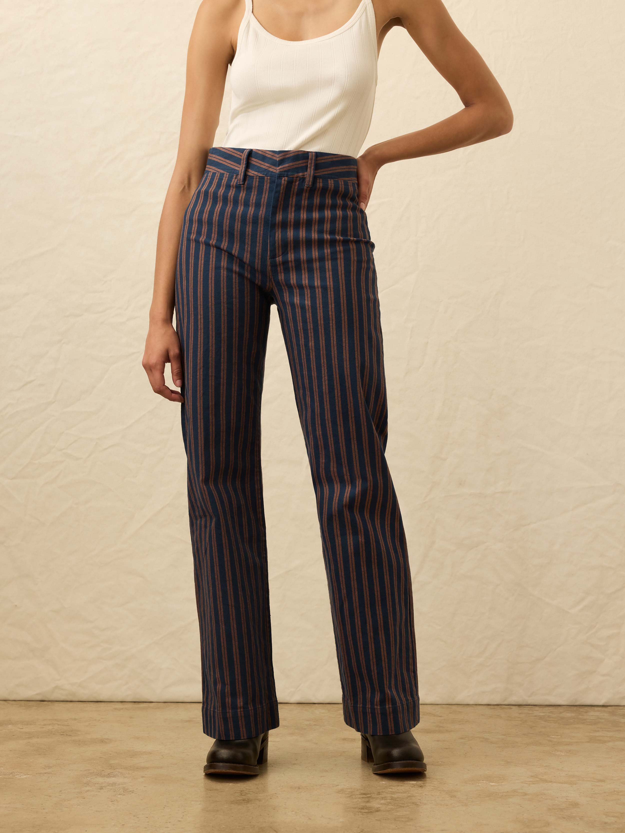 Twill Tide Slim Straight Pant - Midnight Shore Stripe