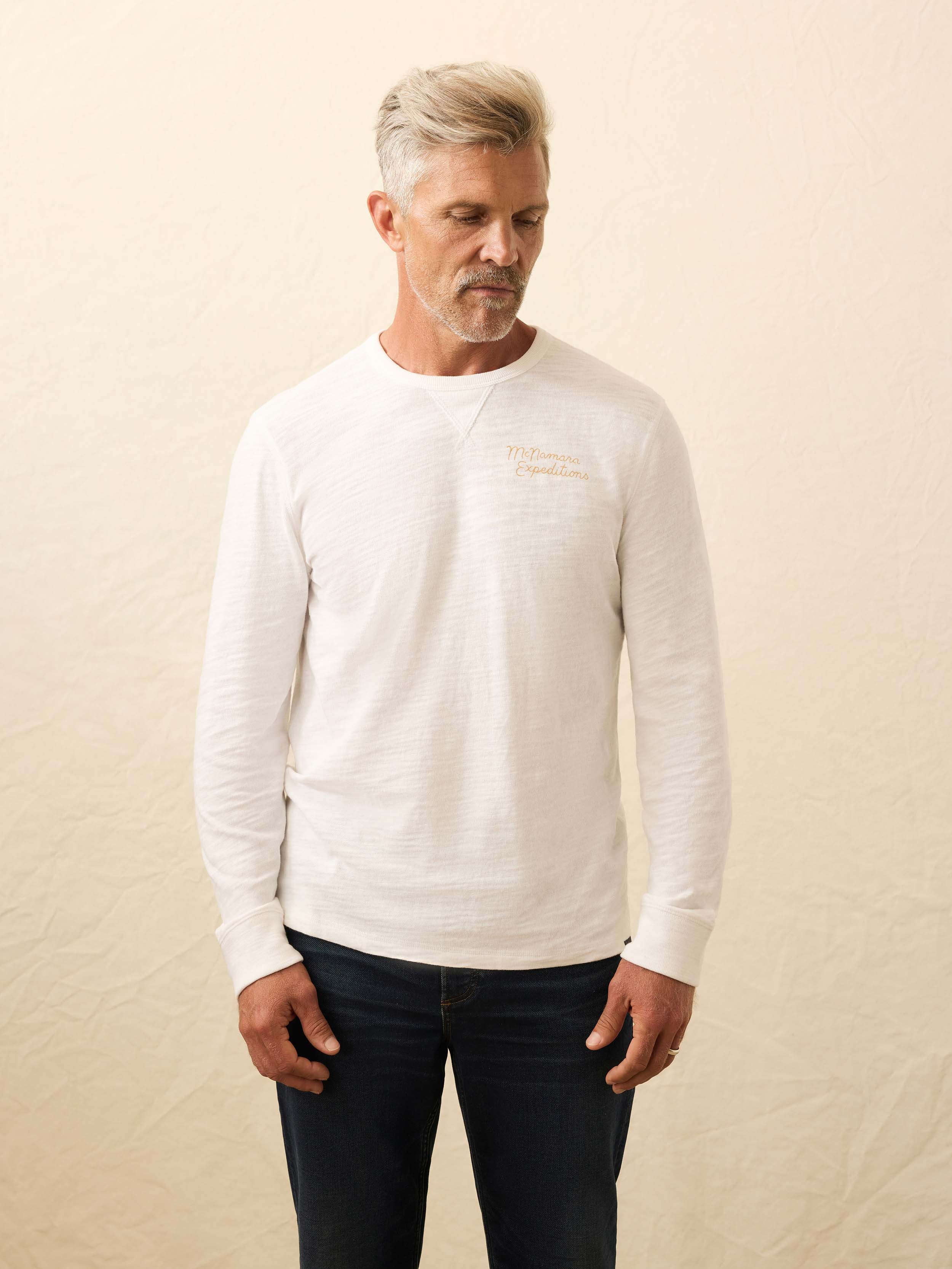 Nazare Sunwashed Slub Crew - White