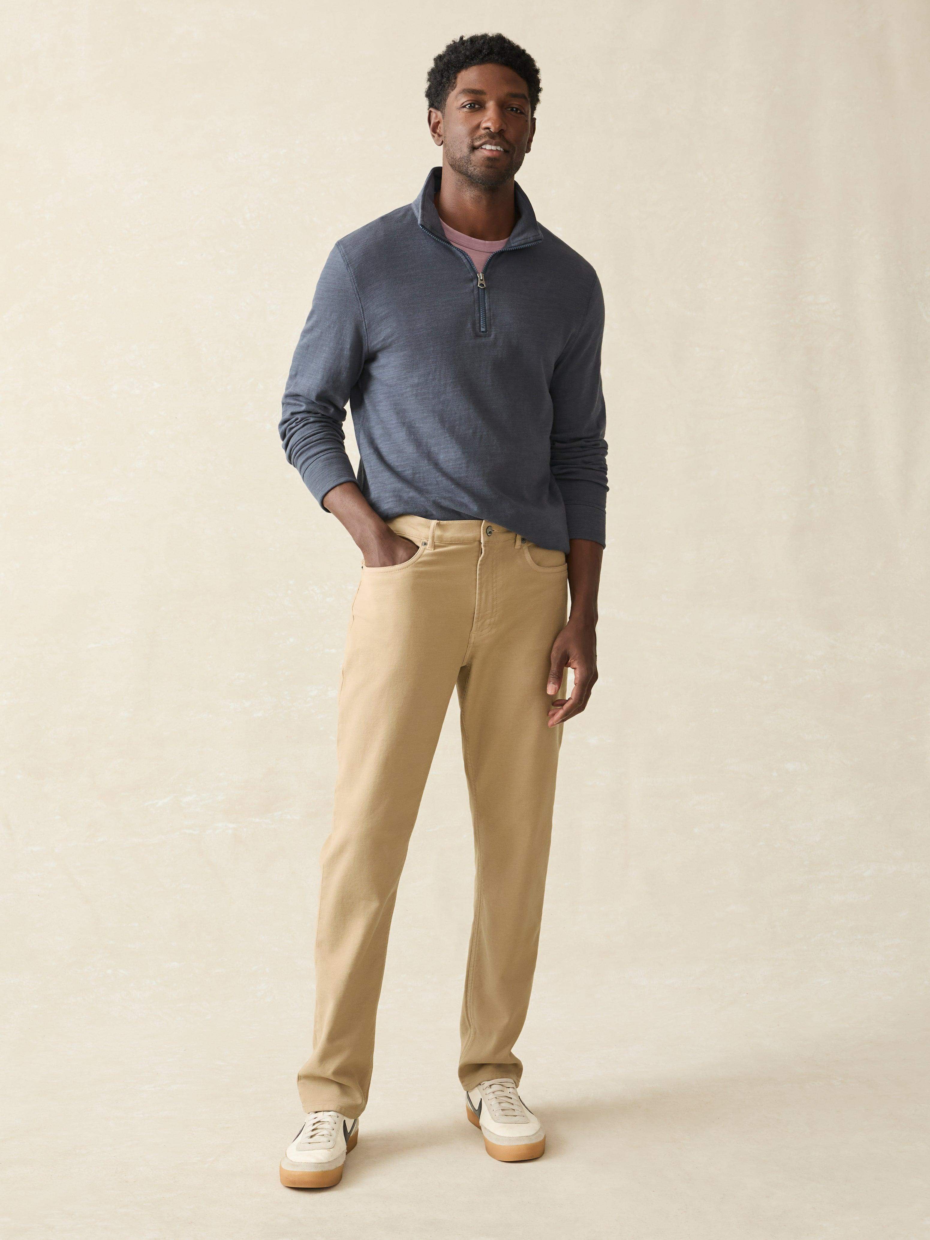 Stretch Terry 5-Pocket Athletic Fit Pant- Desert Khaki