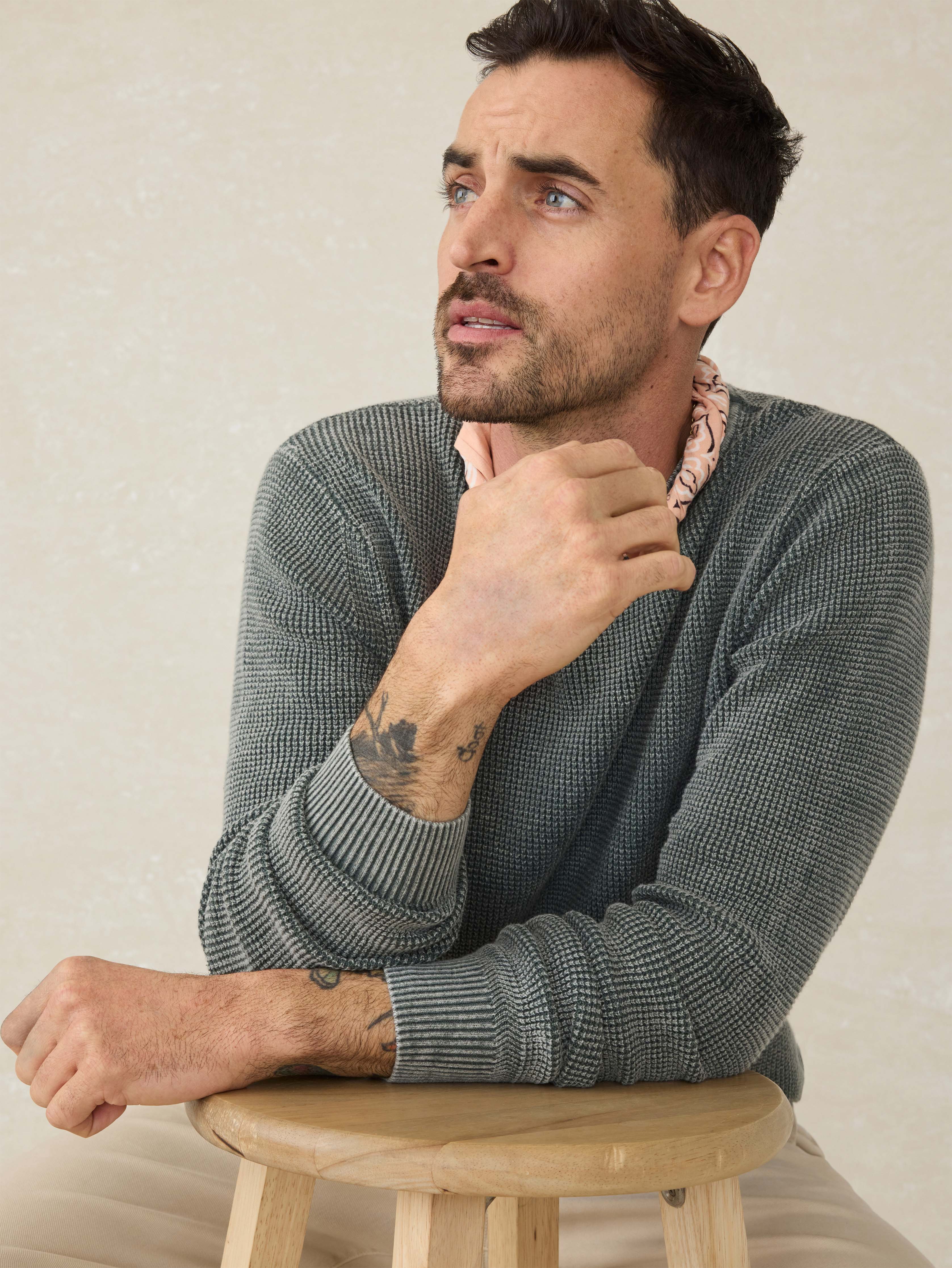 Sunwashed Crewneck Sweater - Mountain Olive