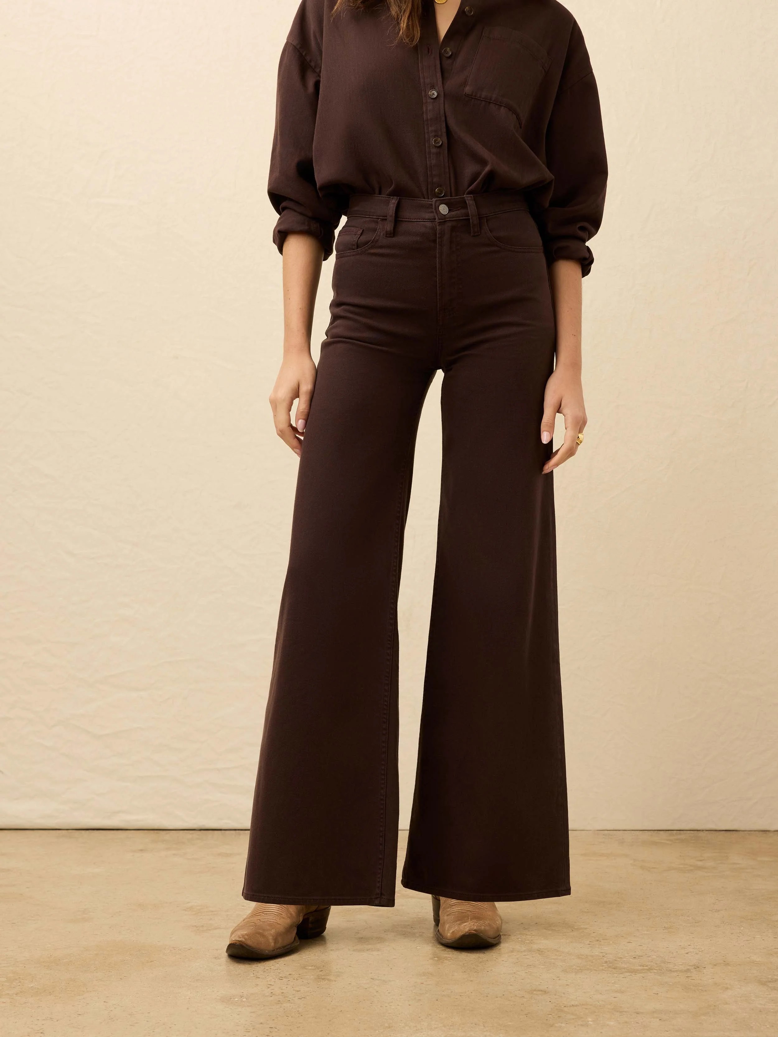 Saturday Denim Wide Leg - Chocolate Brown