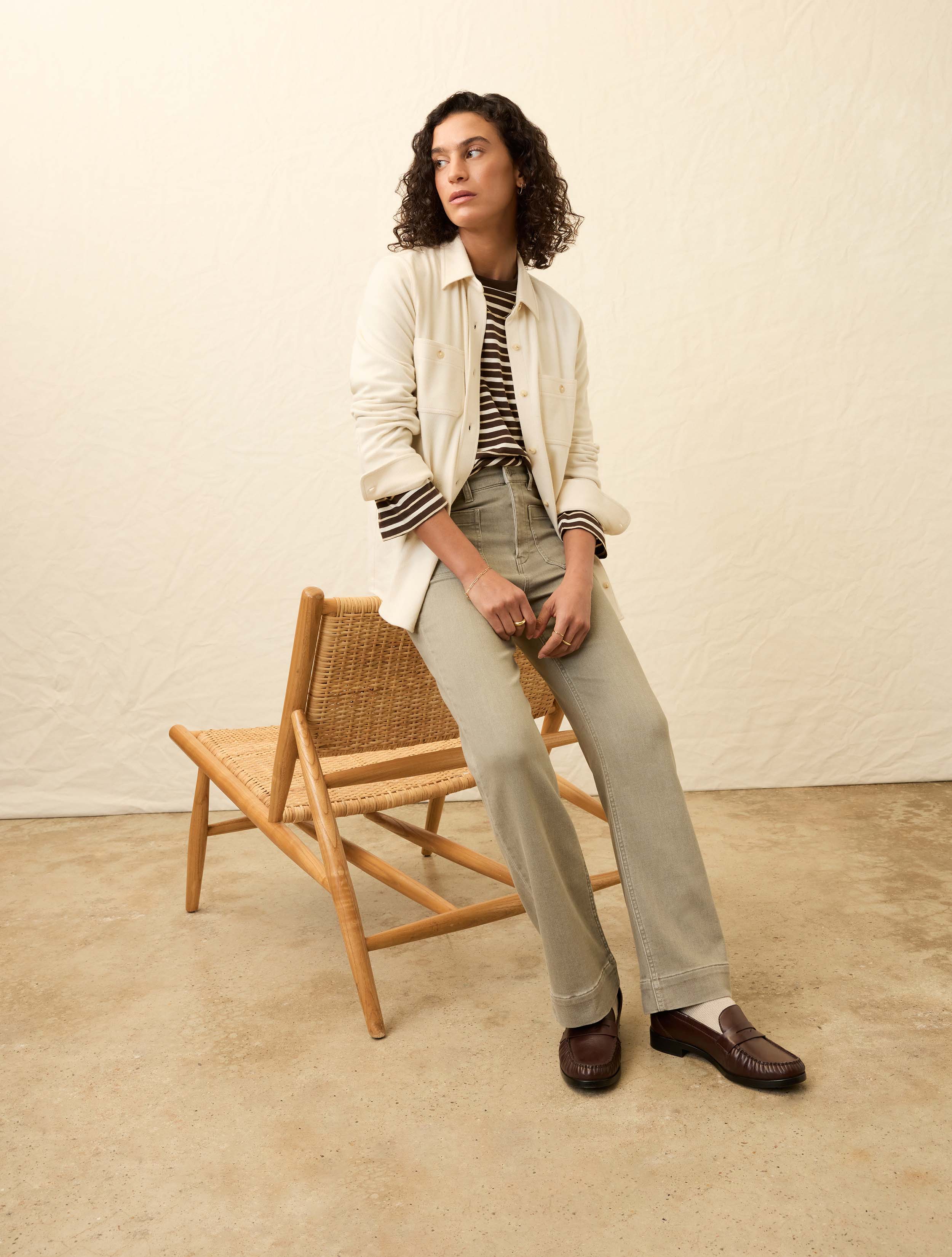 Stretch Terry Patch Pocket Ankle Pant - Coastal Sage