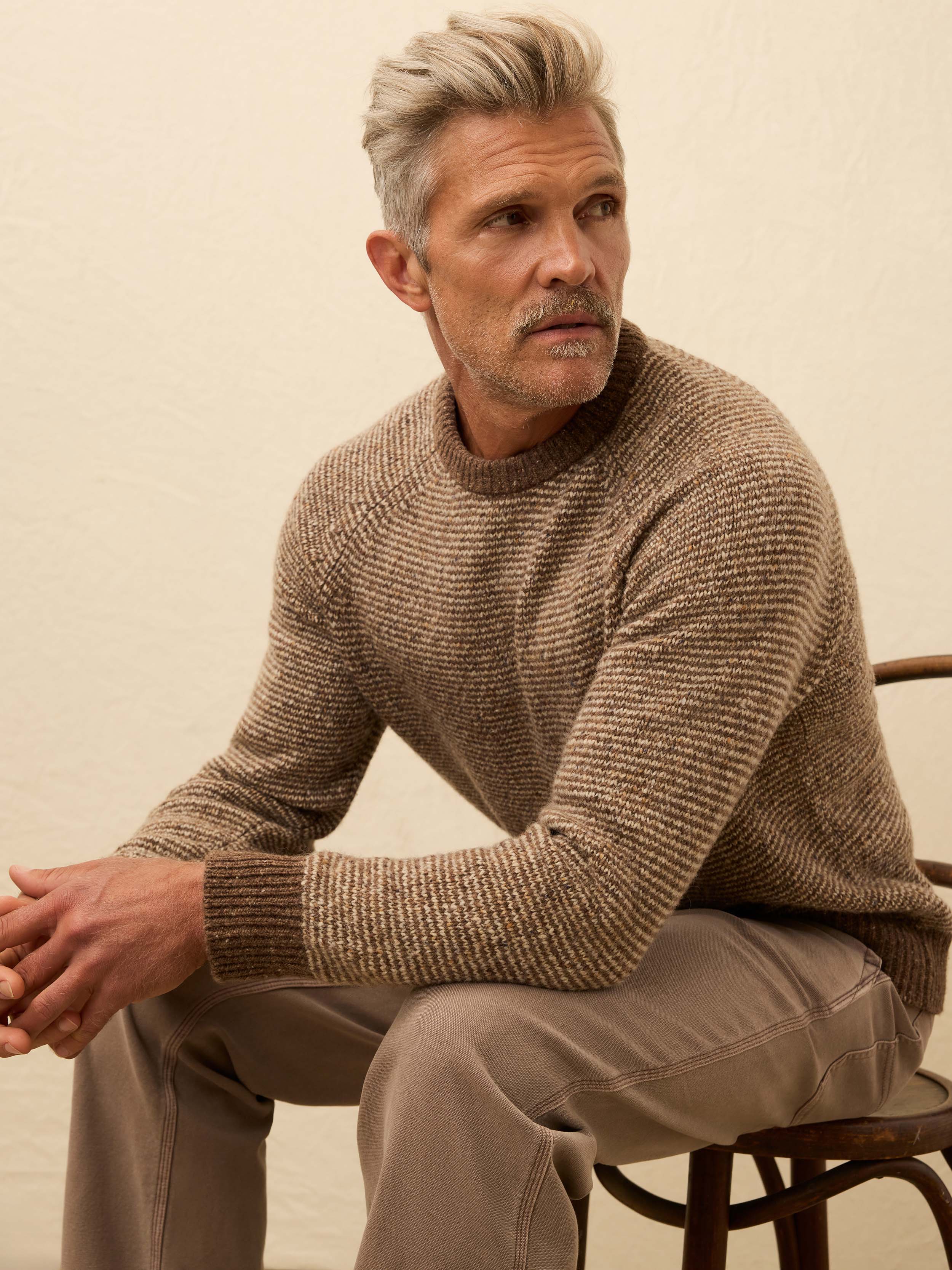 Donegal Crew Sweater - Walnut Feeder Marl