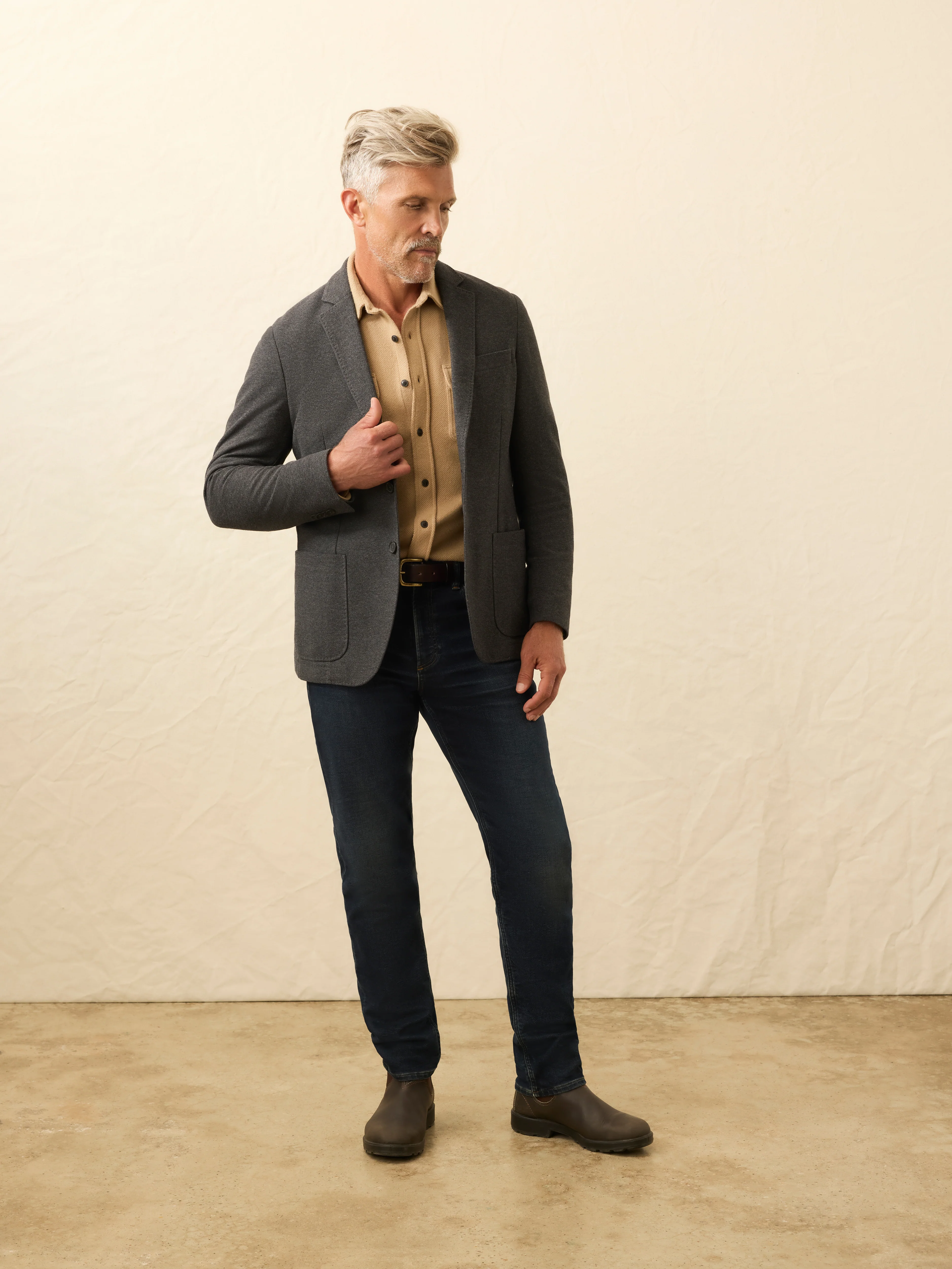 Portugal Knit Blazer - Charcoal Cliff