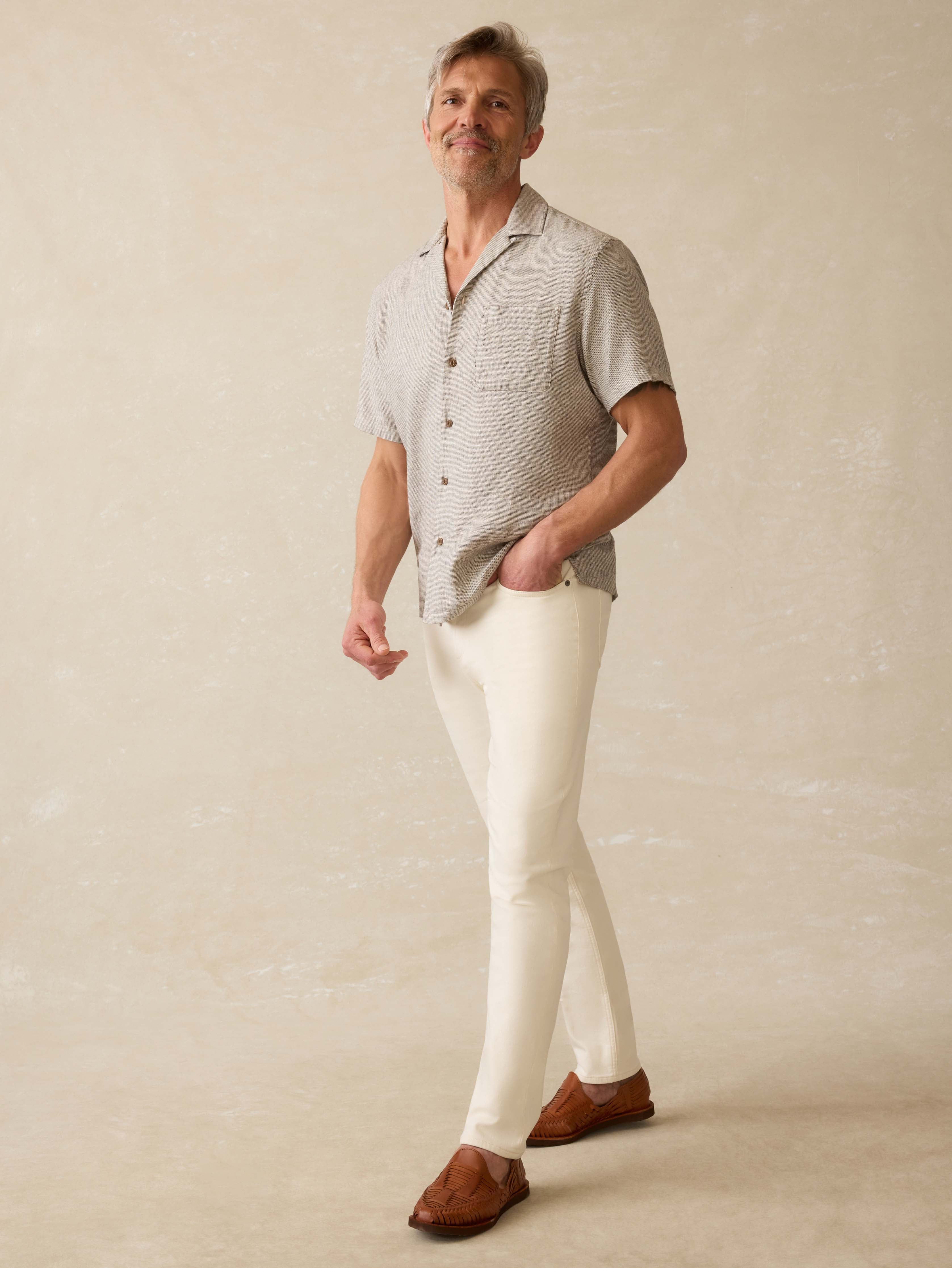 Stretch Terry 5-Pocket Pant - Egret