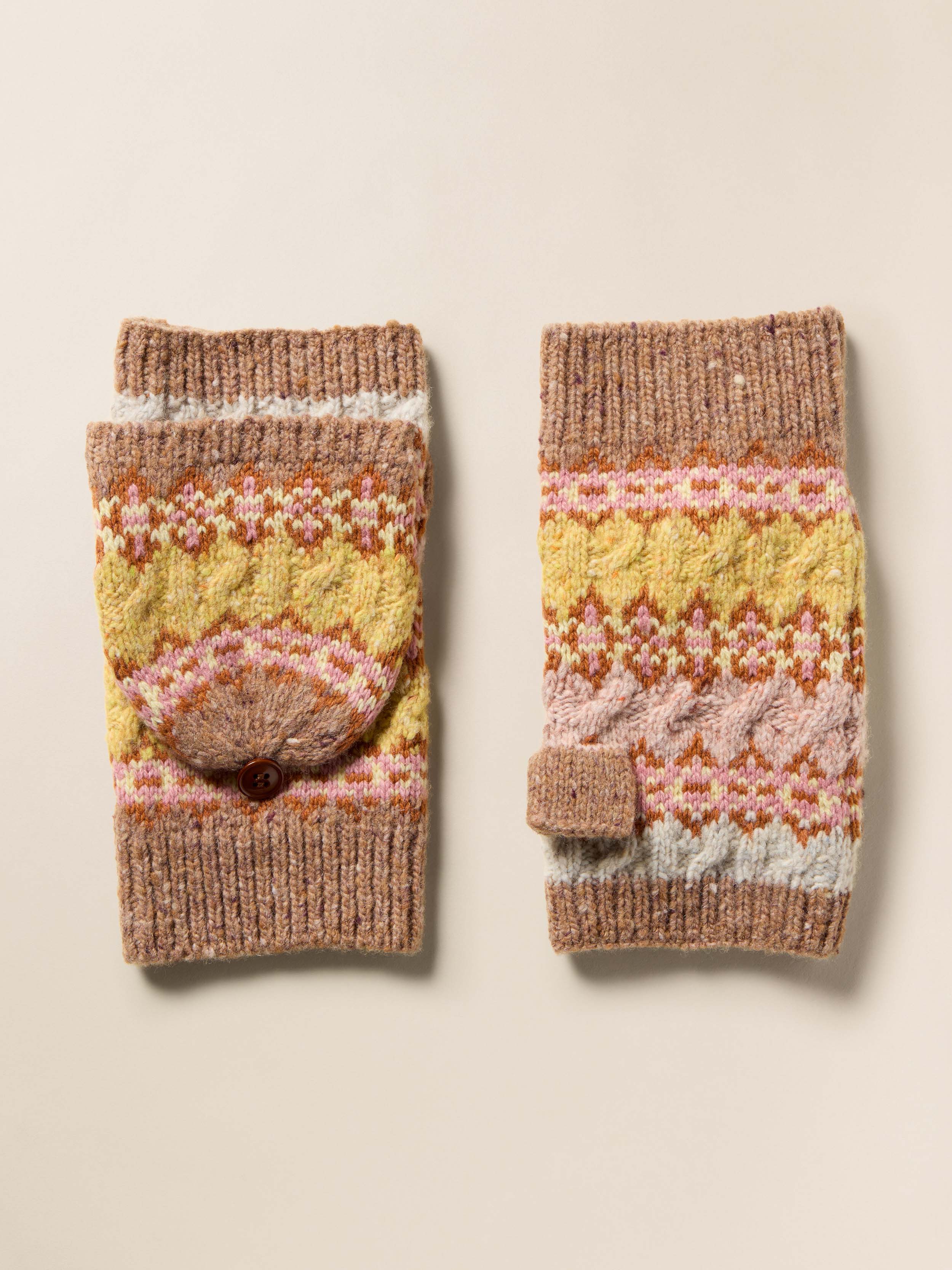 Highland Fairisle Pop Top Mitten - Haze