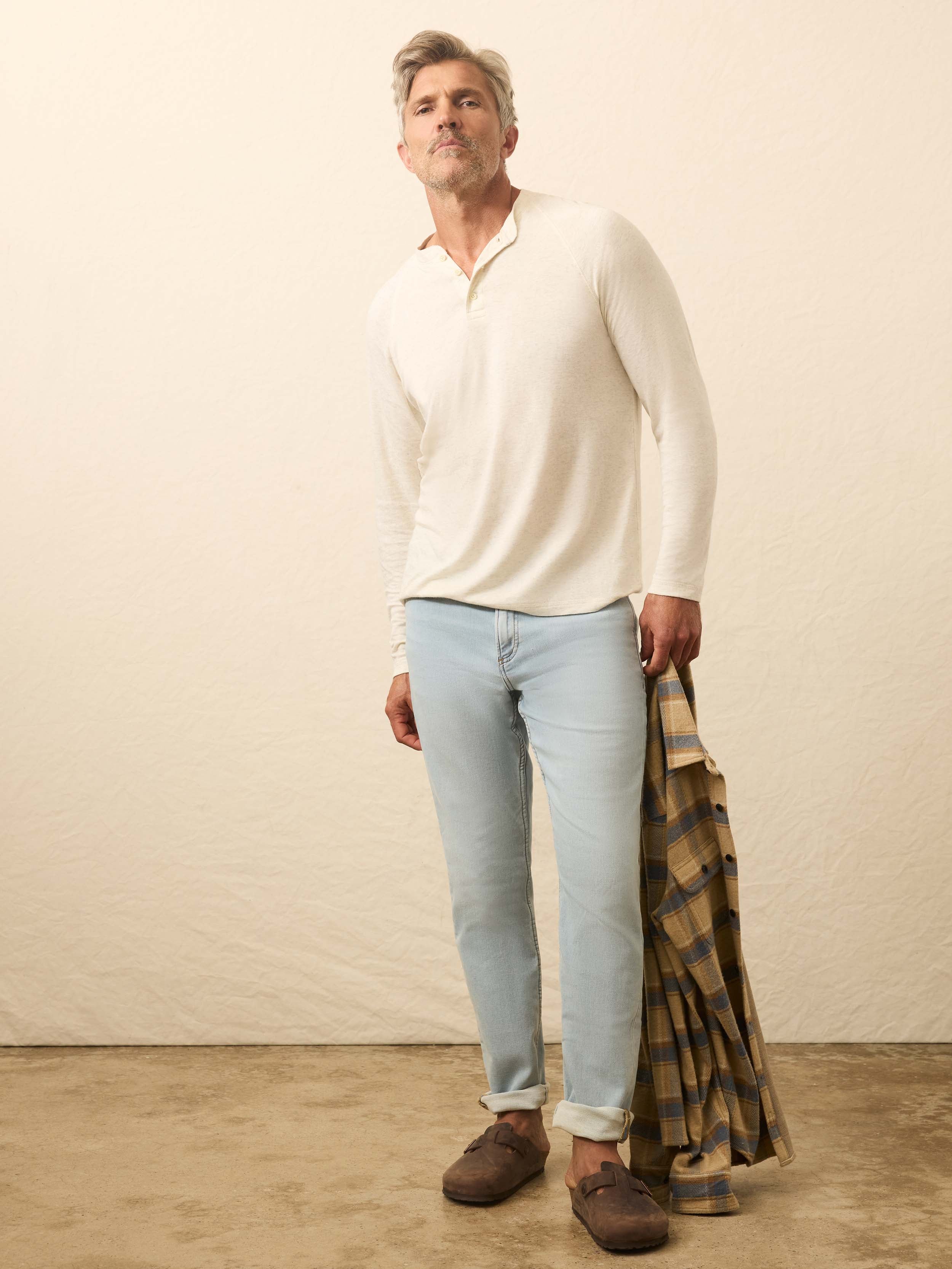 Long-Sleeve Cloud Henley - Ivory Heather