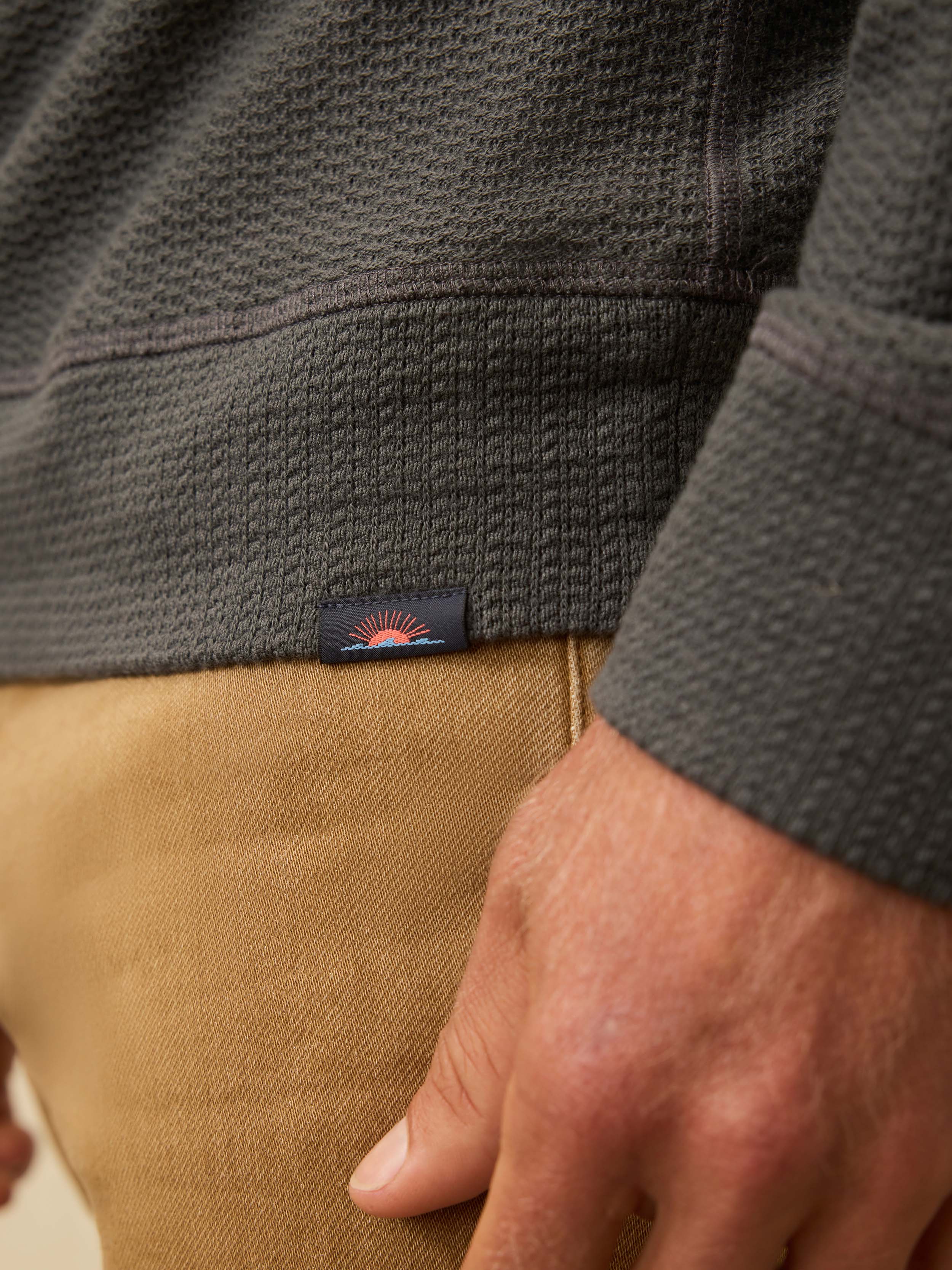 Textured Knit Quarter Zip - Mountain Coal