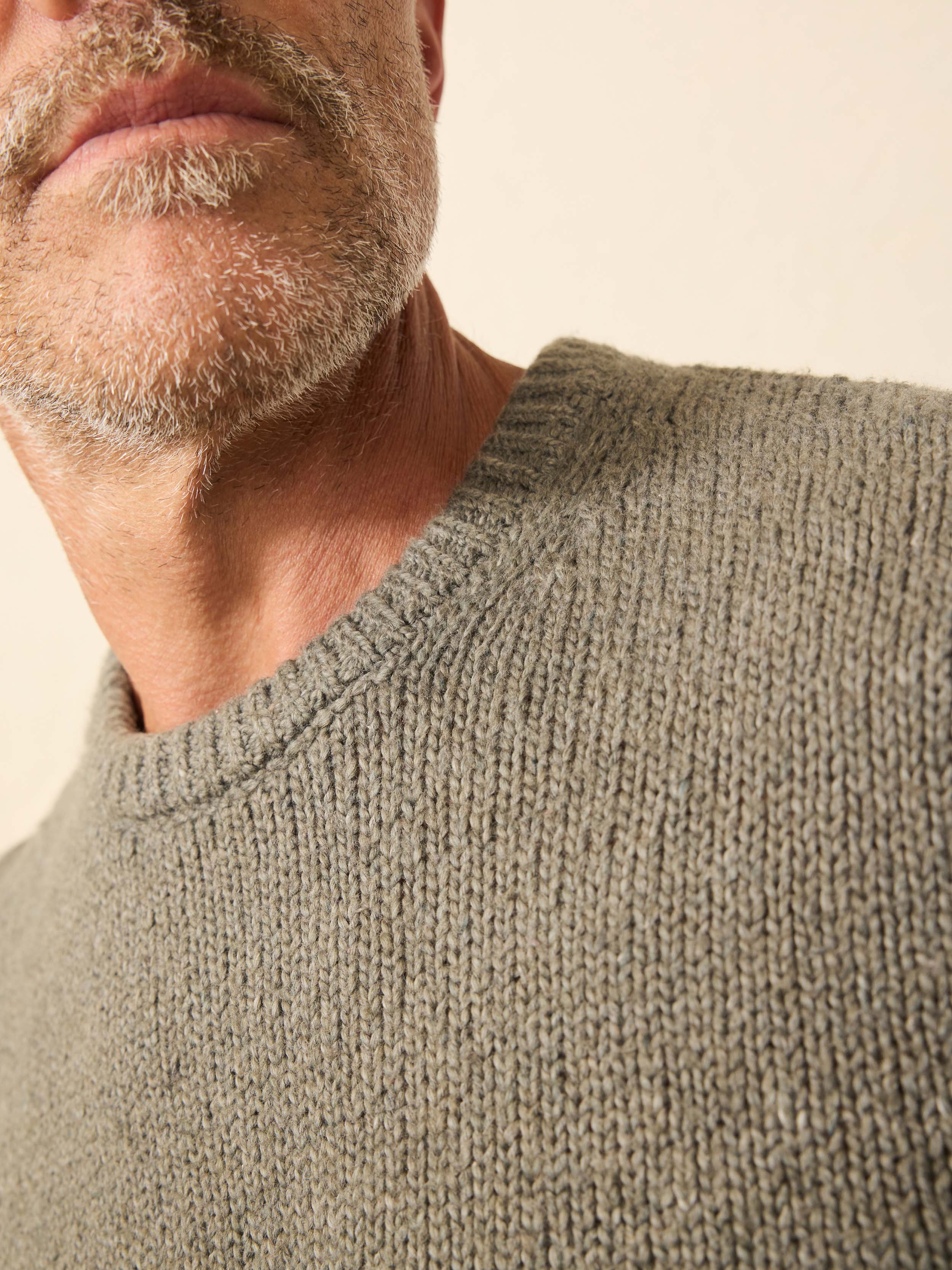 Heirloom Cotton Crewneck Sweater - Olive Cove