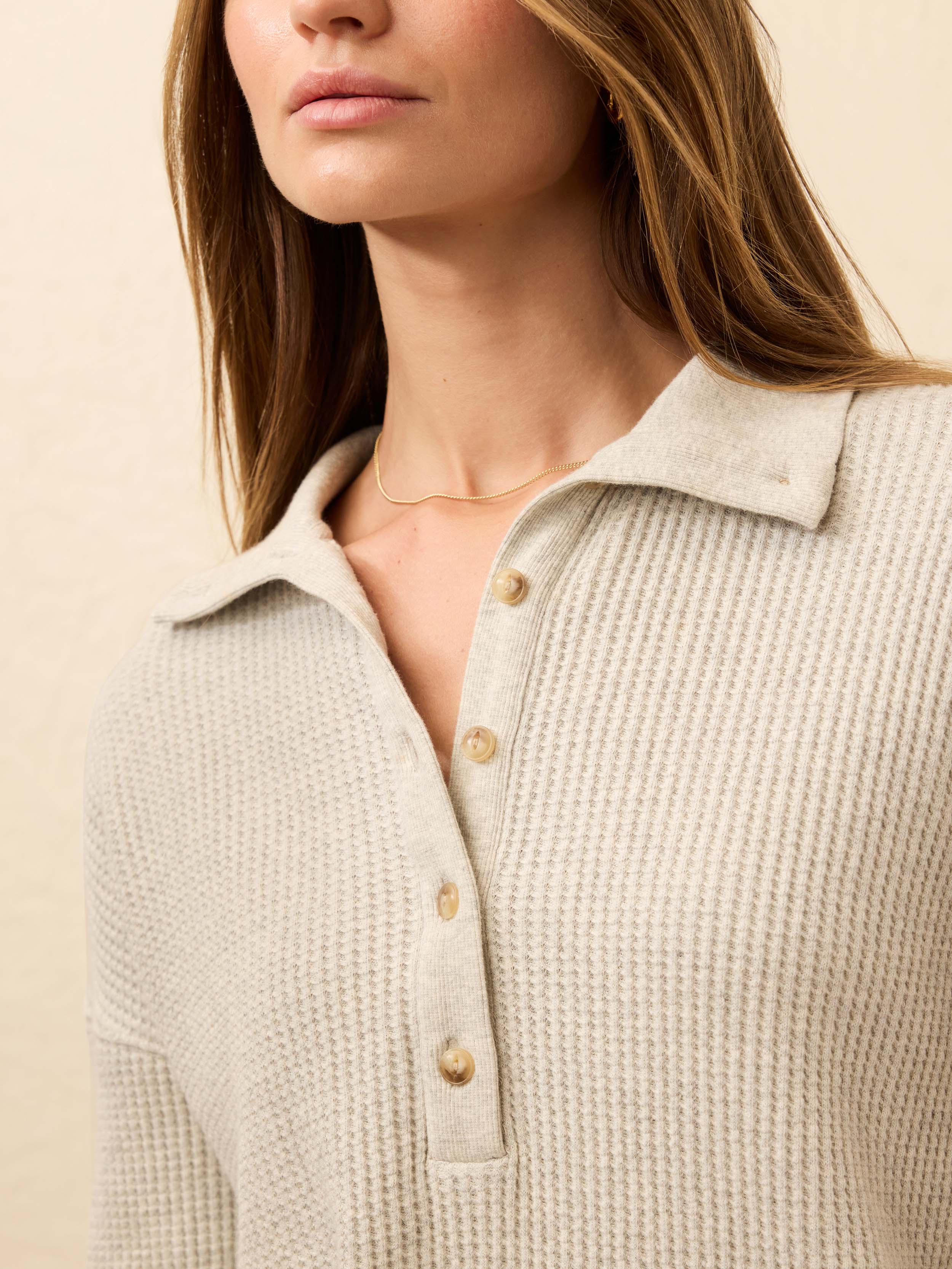 Après Waffle Henley - Light Grey Heather