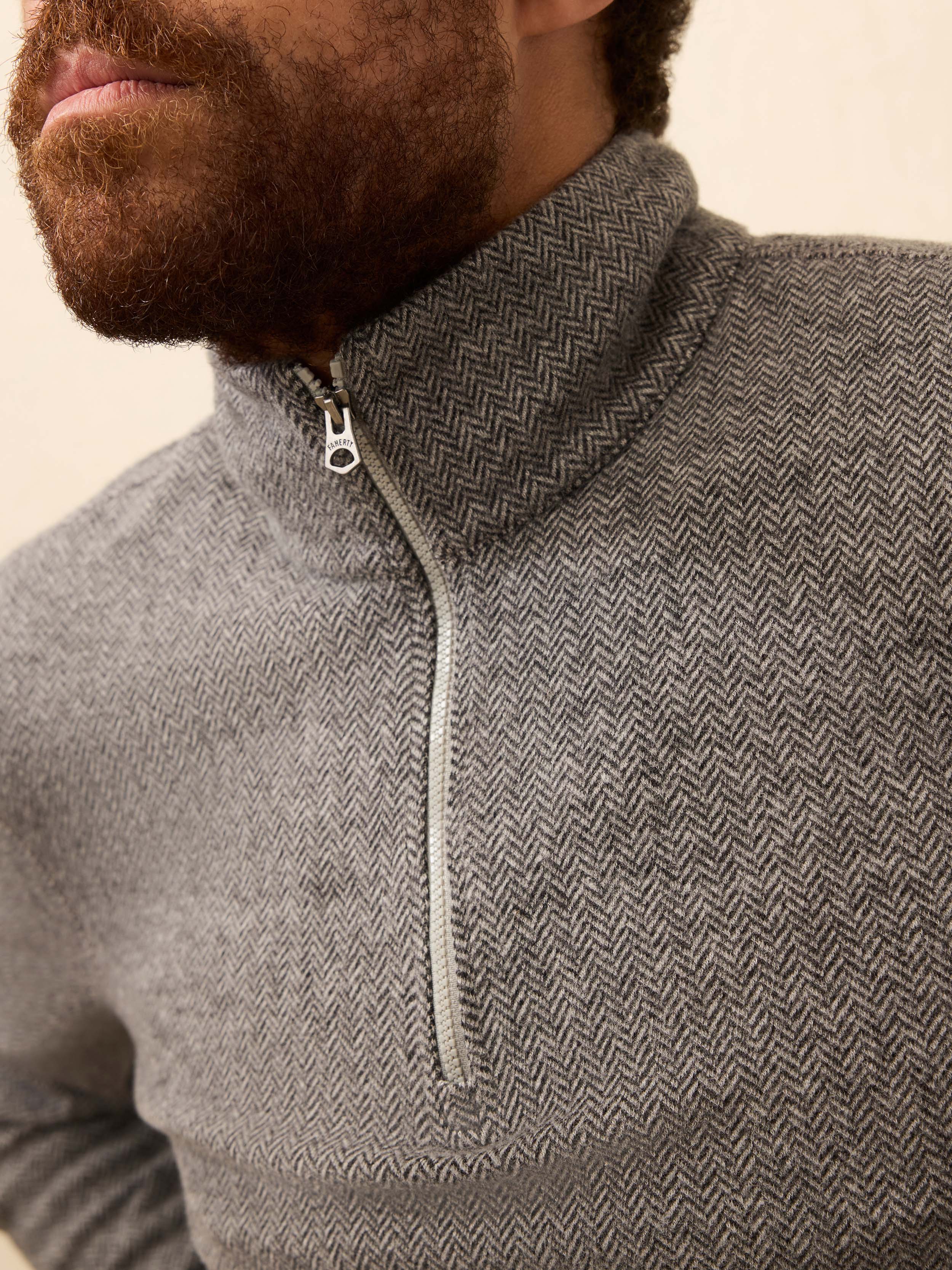 Legend Sweater Quarter Zip - Alpine Grey Herringbone
