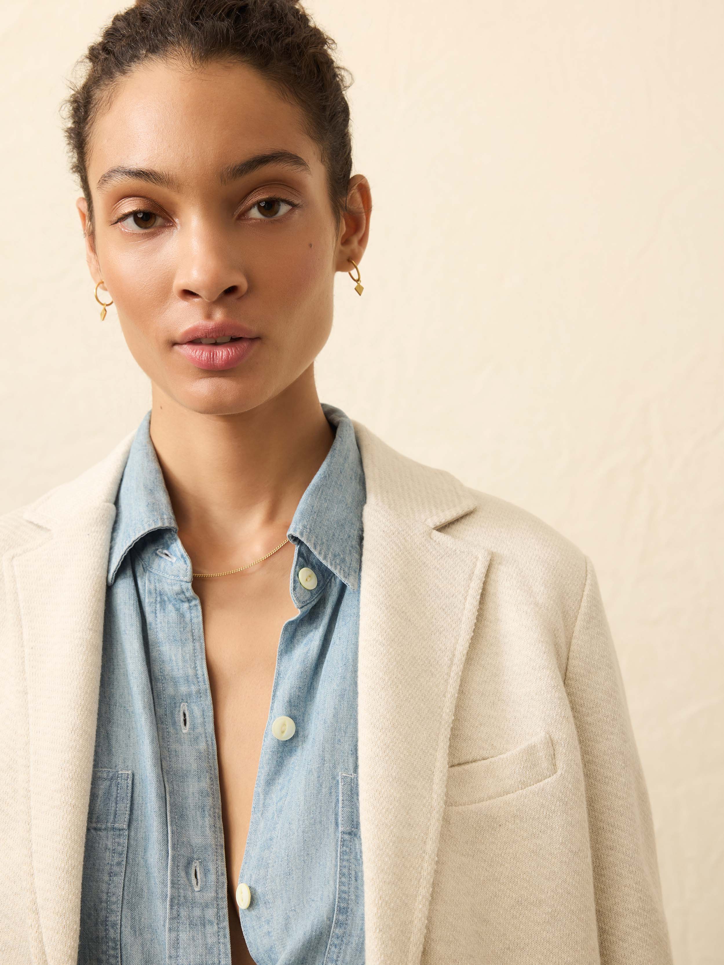 Inlet Knit Blazer - Light Oatmeal Melange