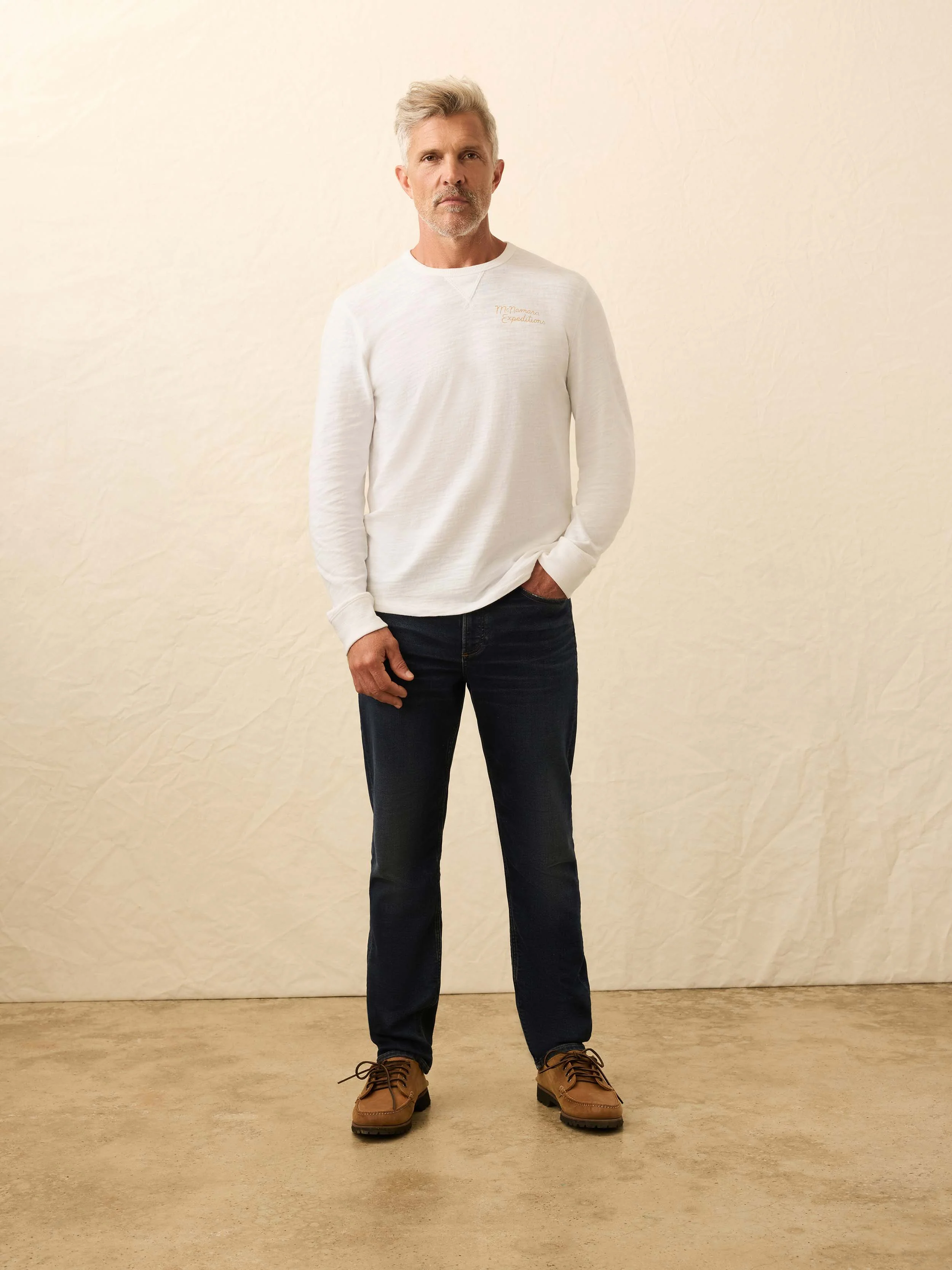 Nazare Sunwashed Slub Crew - White