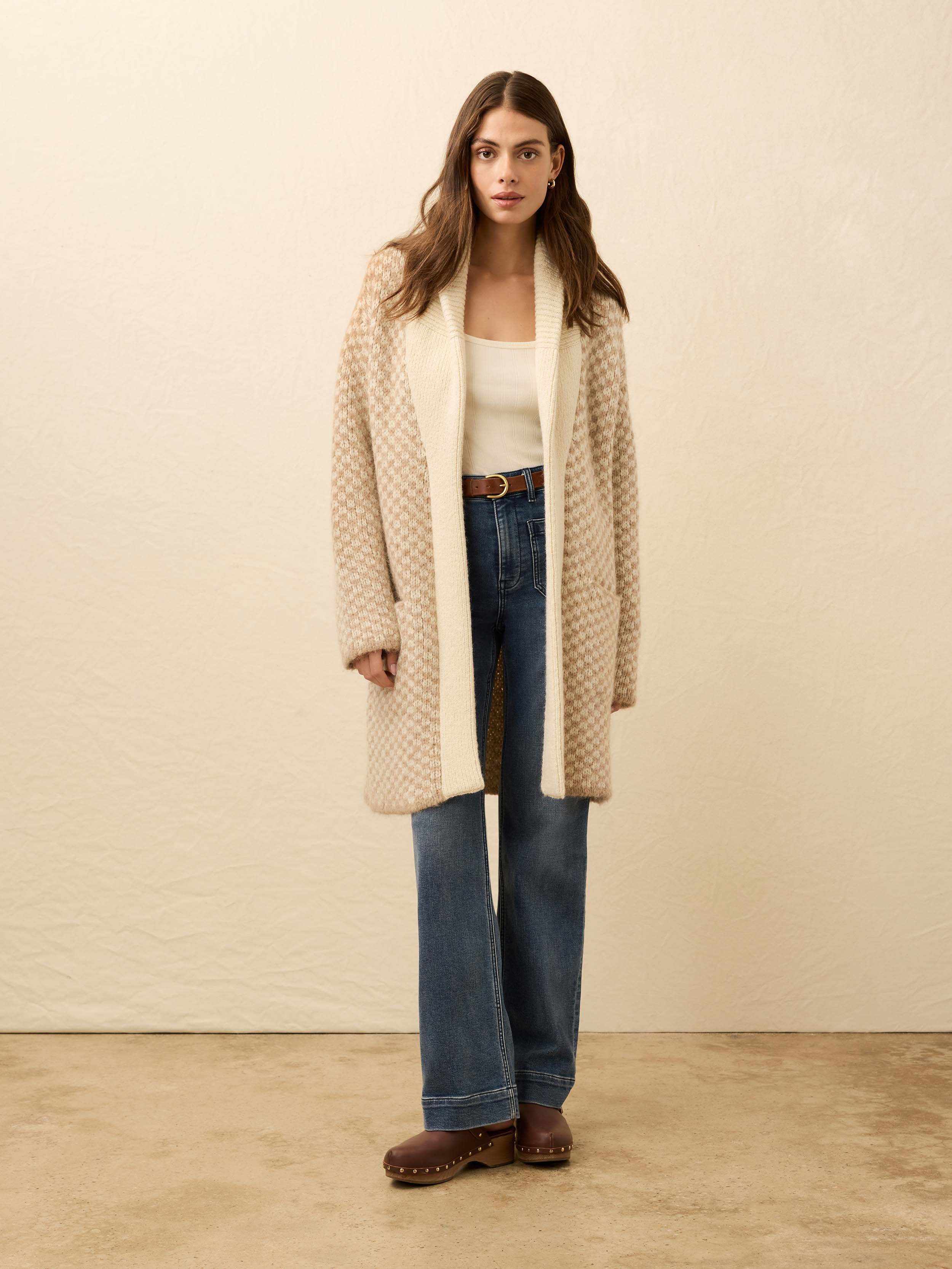 Alpaca Cabin Sweater Coat - Cream