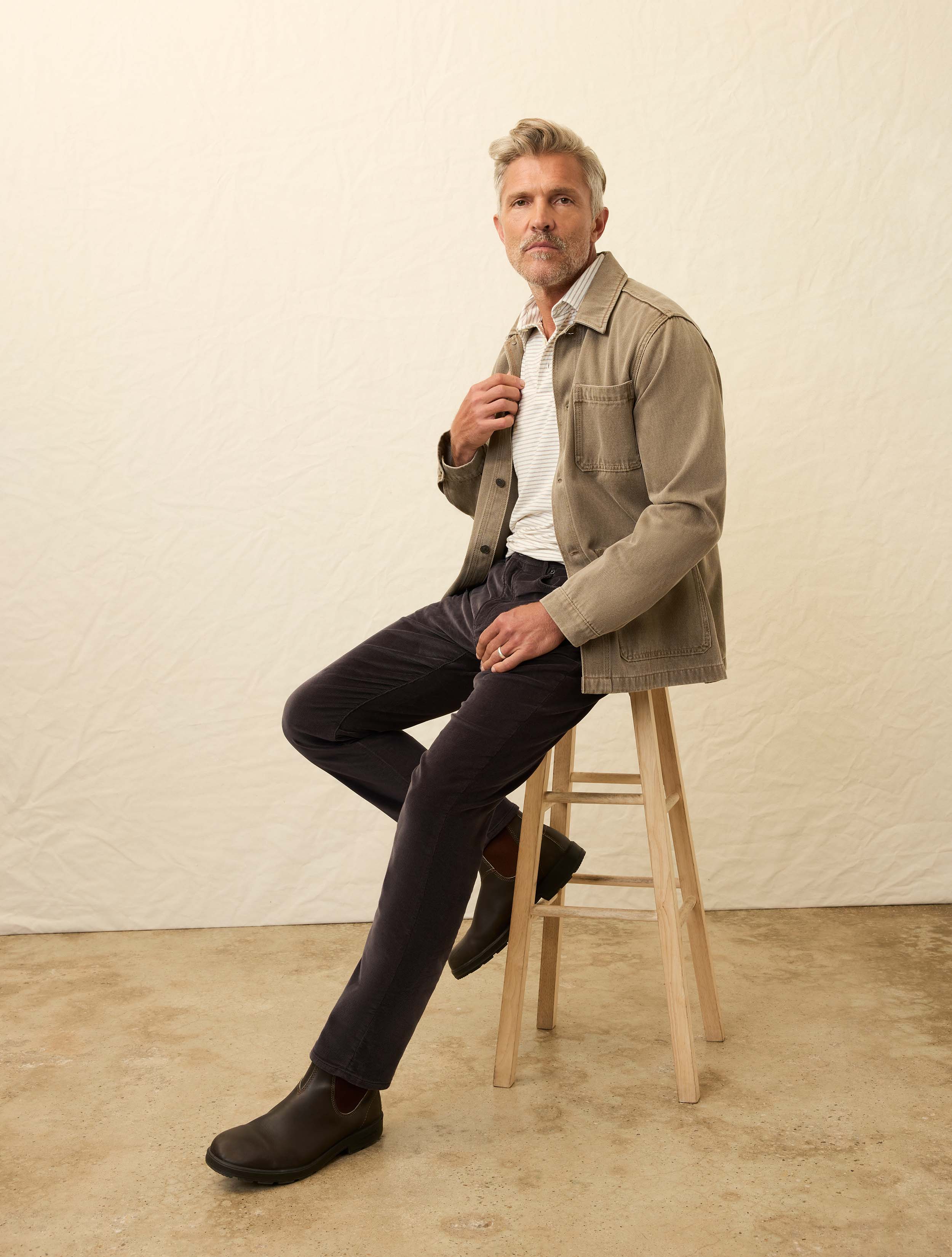 Stretch Terry Corduroy 5-Pocket Pant - Washed Charcoal