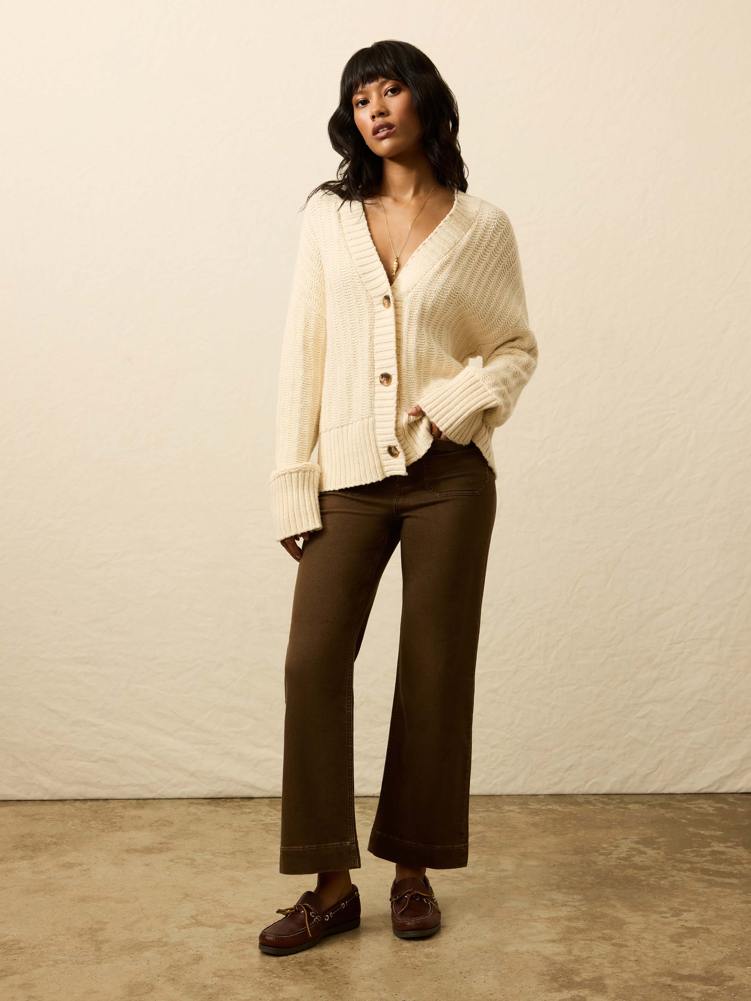 Heirloom Cotton Relaxed Cardigan - Cream