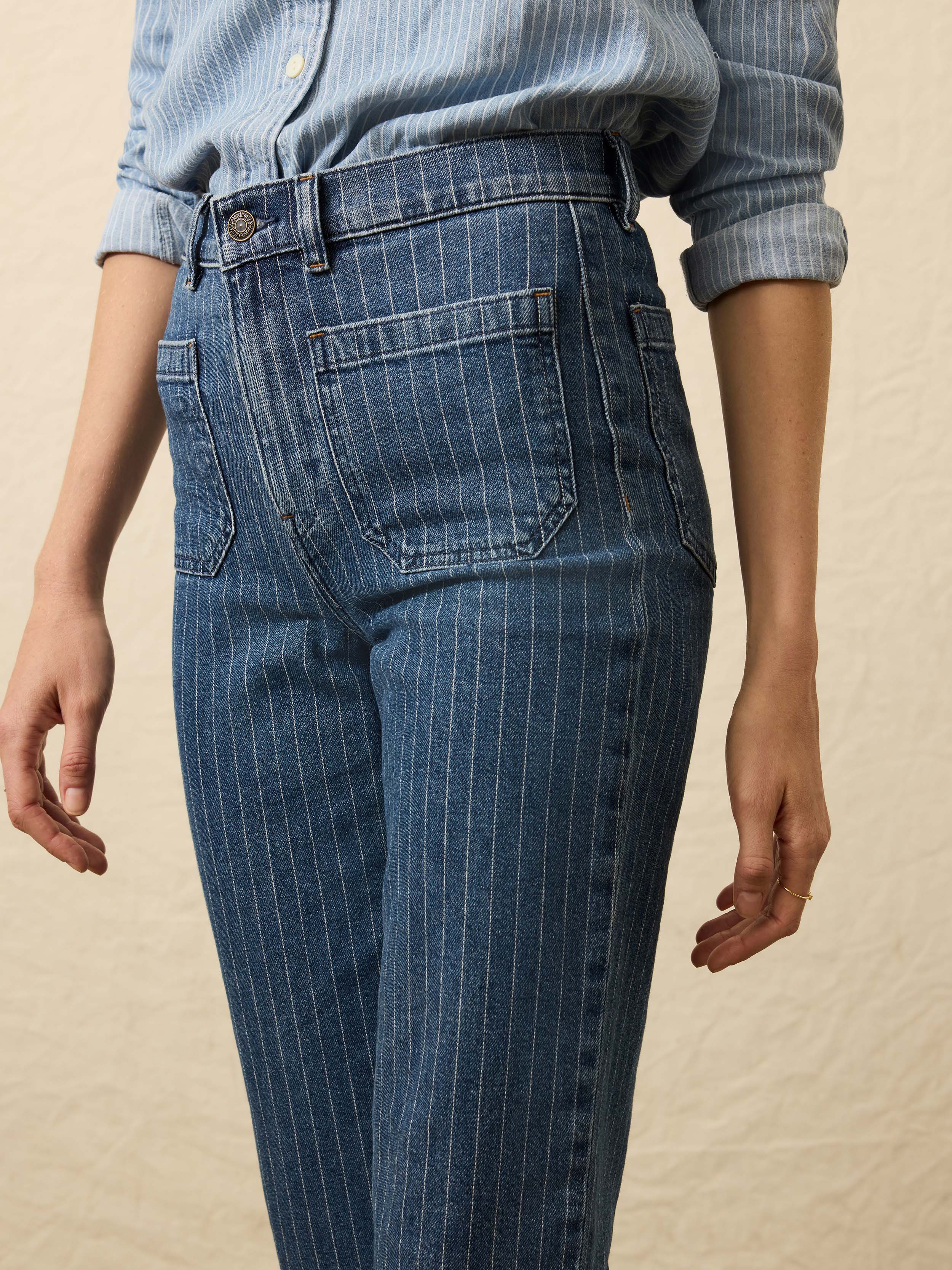 Sunwashed Denim Patch Pocket Pant - Dusk Stripe Wash