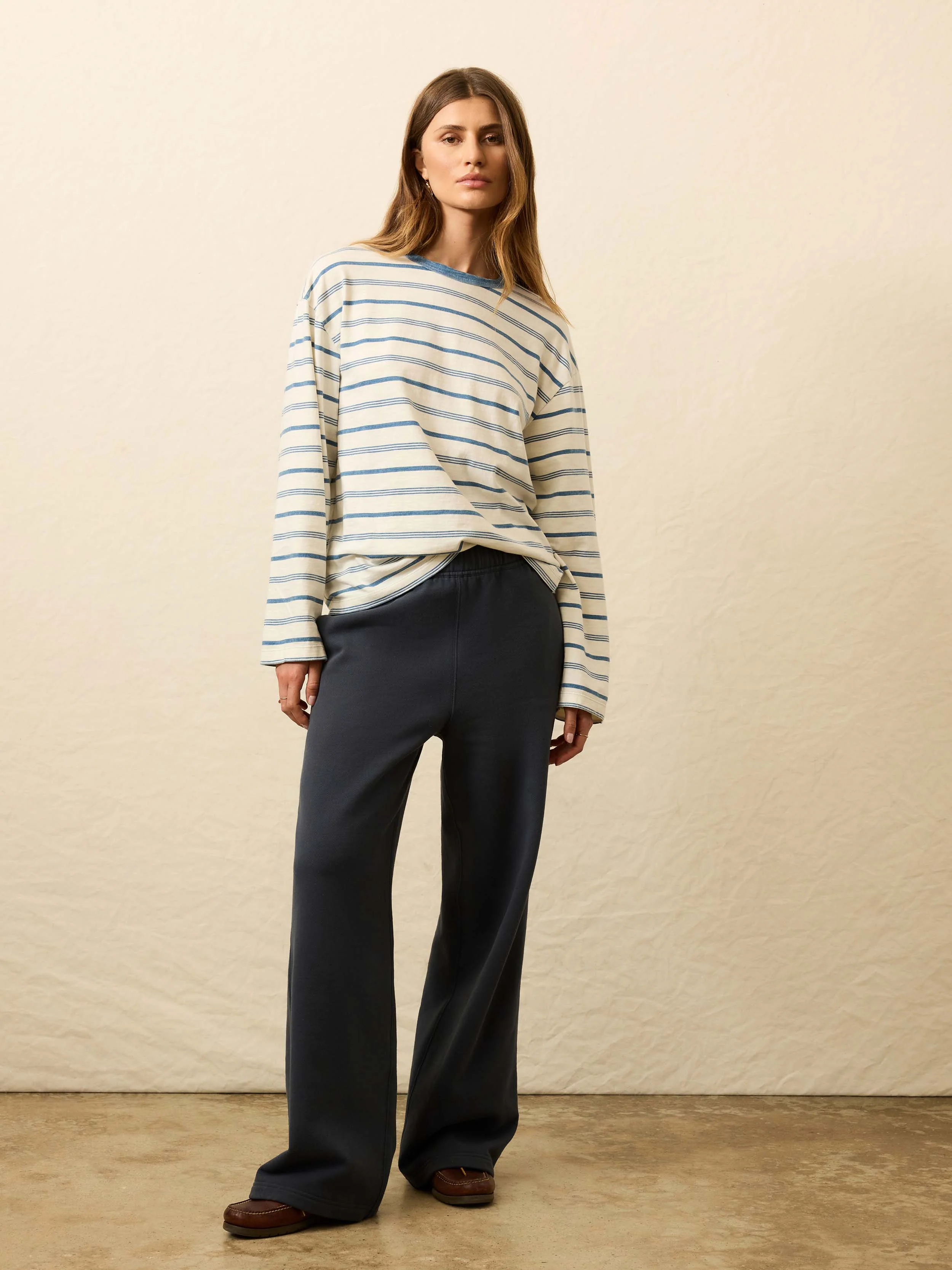 High Standard Fleece Wide Leg Sweatpant - Blue Nights