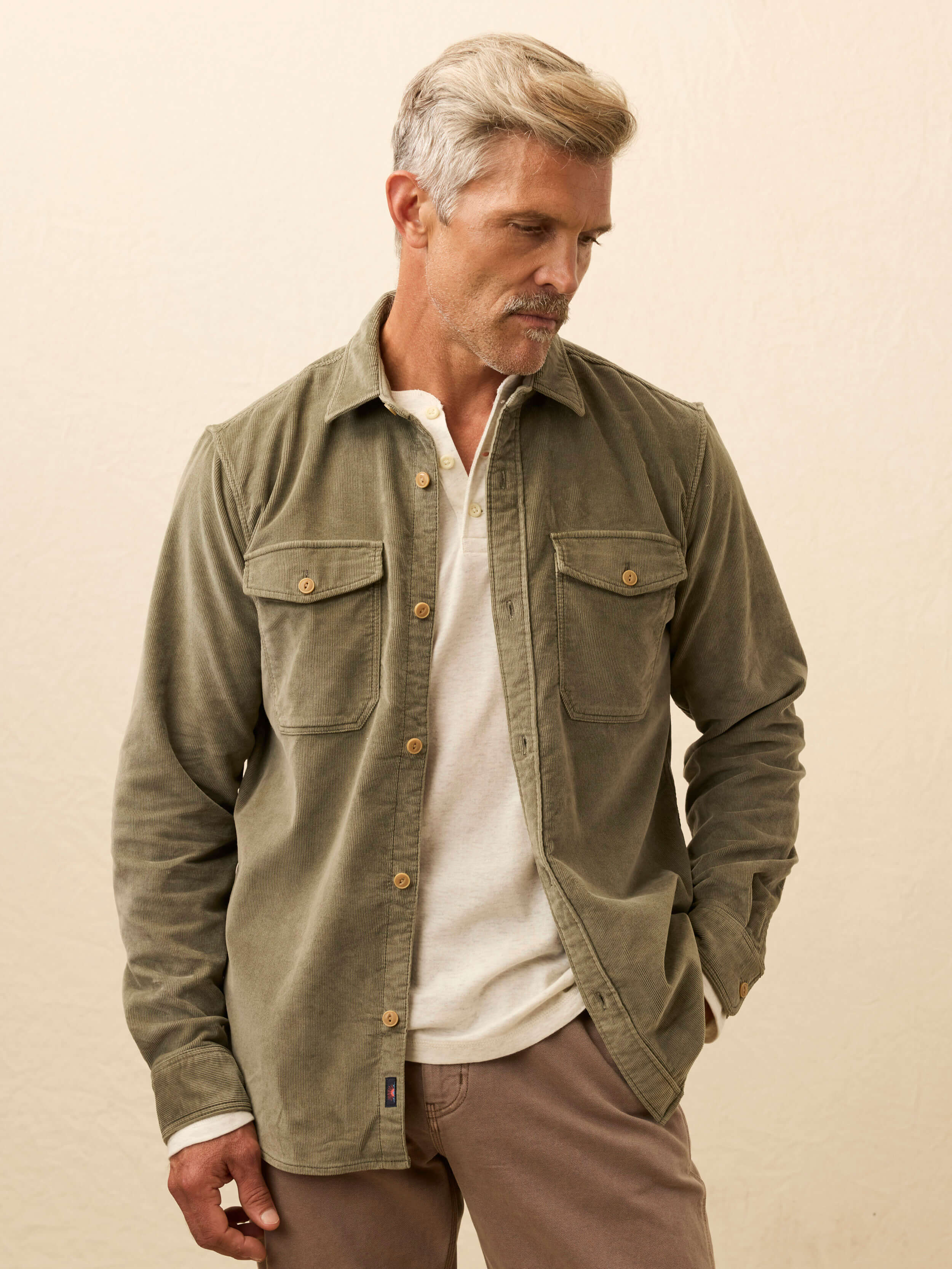 Stretch Terry Corduroy Workshirt - Light Pine
